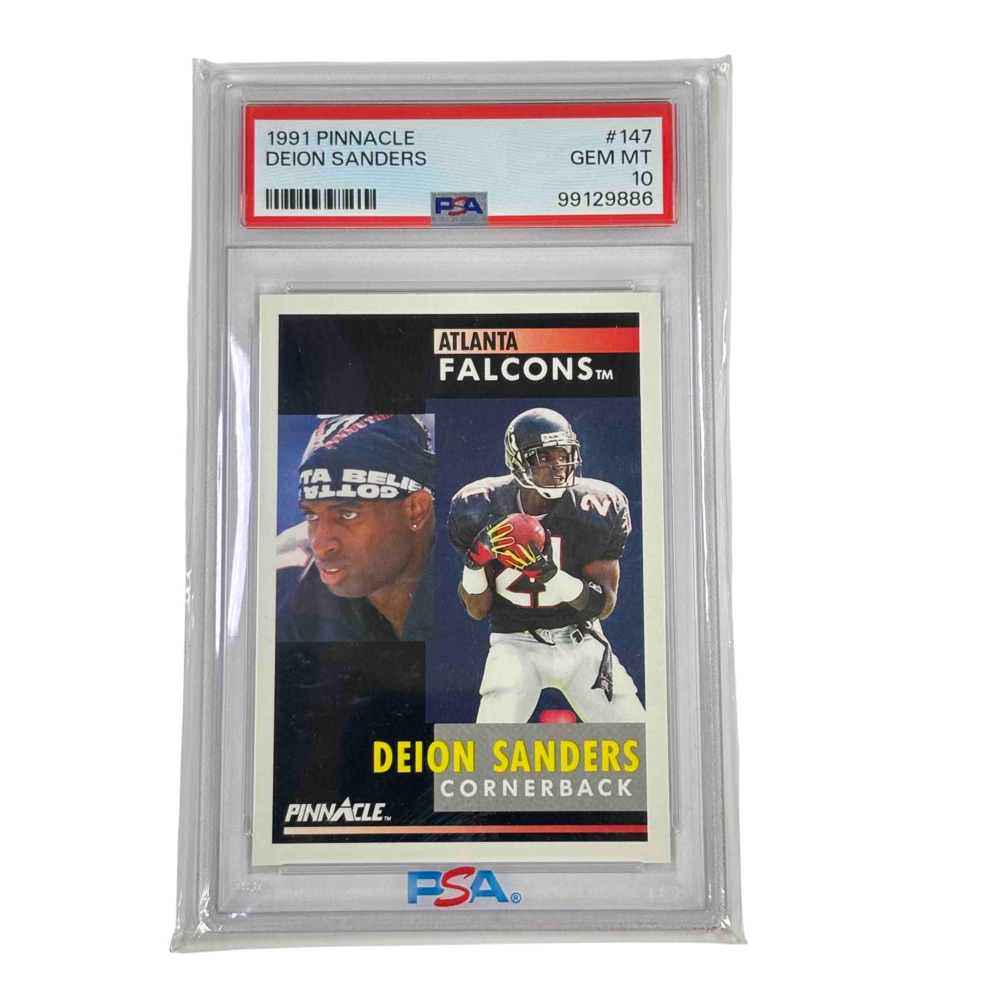 1991 Pinnacle Deion Sanders #147 Atlanta Falcons Graded Football Card Mint  10