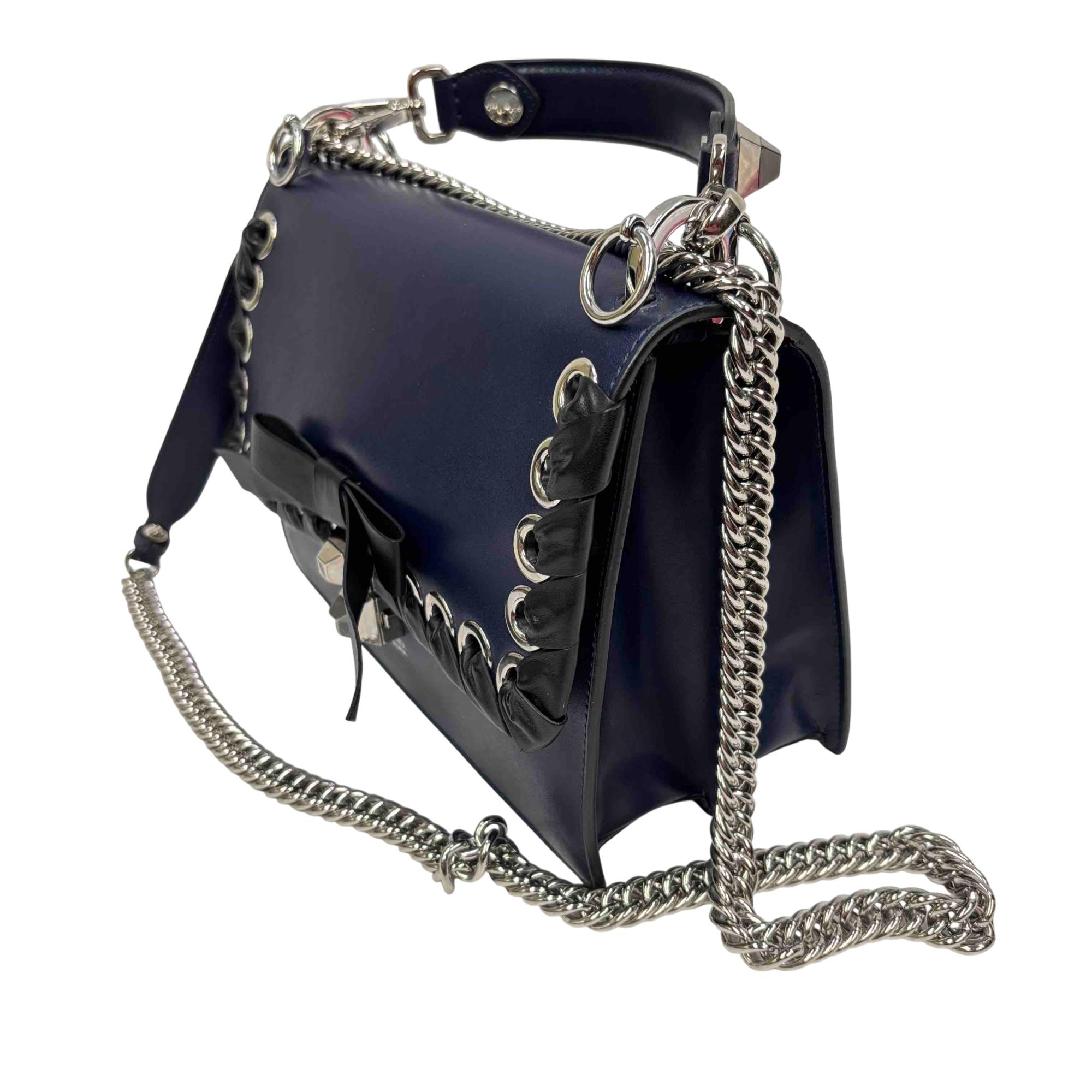 アテッサ新作モデル Fendi Kan I Blue Leather Shoulder Bag バッグ