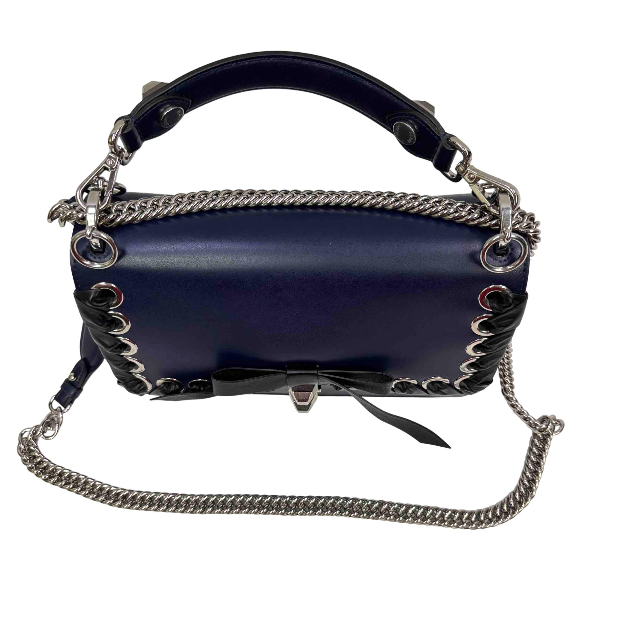 Fendi Kan I Blue Leather Shoulder Bag