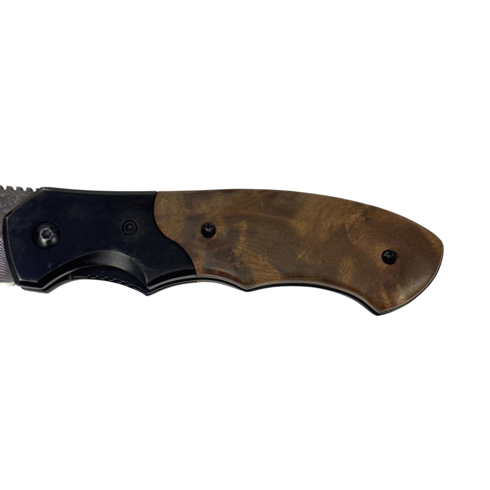 BNB Knives Army Liner Lock Folding Knife - Burlwood/Damascus BNB142267