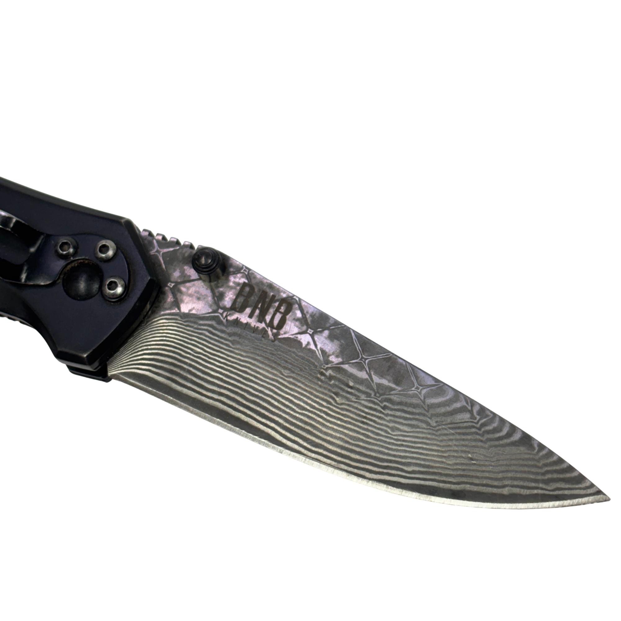 BNB Knives Army Liner Lock Folding Knife - Burlwood/Damascus BNB142267
