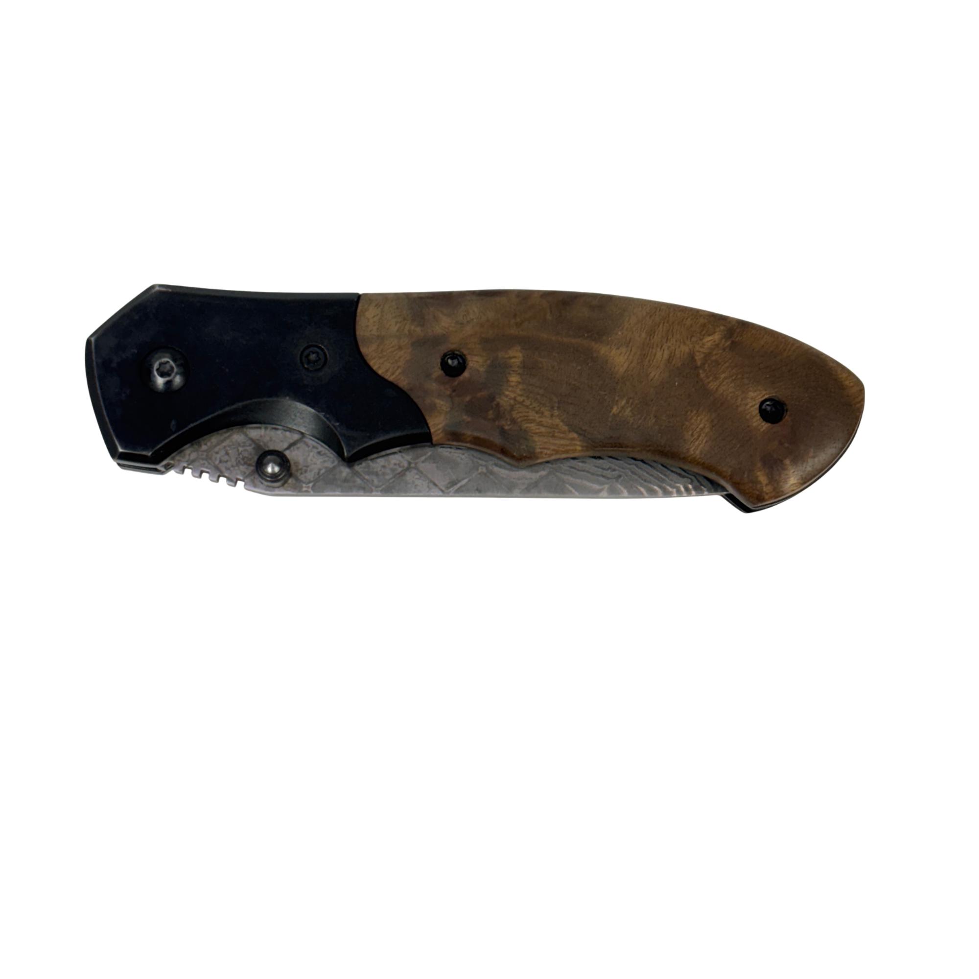 BNB Knives Army Liner Lock Folding Knife - Burlwood/Damascus BNB142267