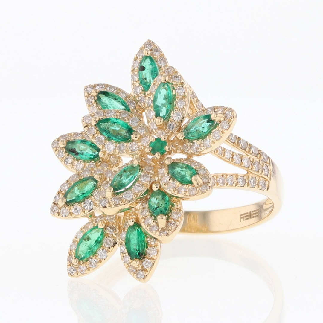 ☆nff☆ green tea frappe ring nff1 14K Yellow Gold Green Amethyst and Diamond Cocktail Ring