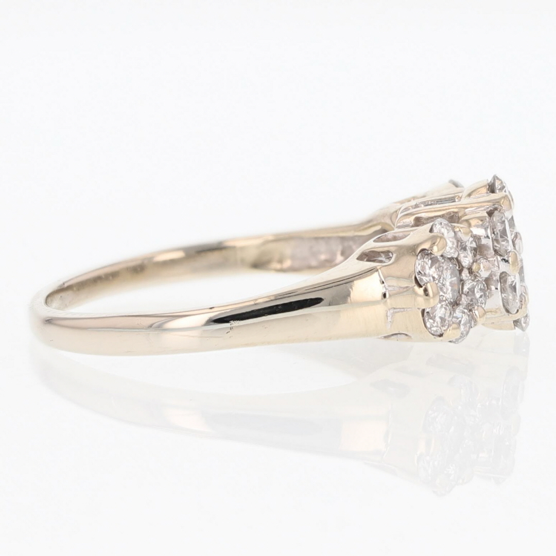 愛用 73ctw Round Cut Diamond Three-Cluster Statement Ring 14k 指輪・リング