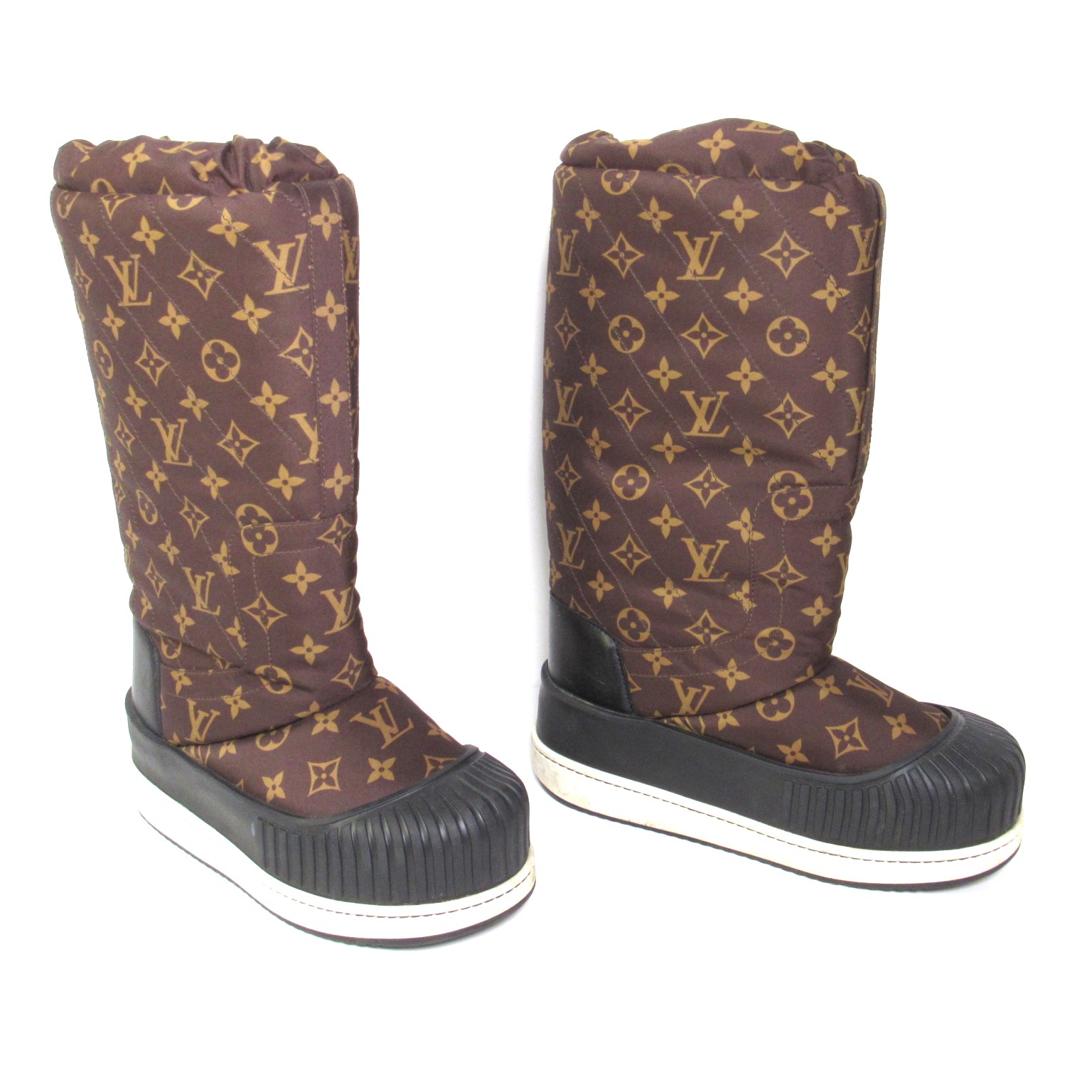 VUITTON ハラコパンプス38 Louis Vuitton White/Pink PVC and Leather High Top Boombox