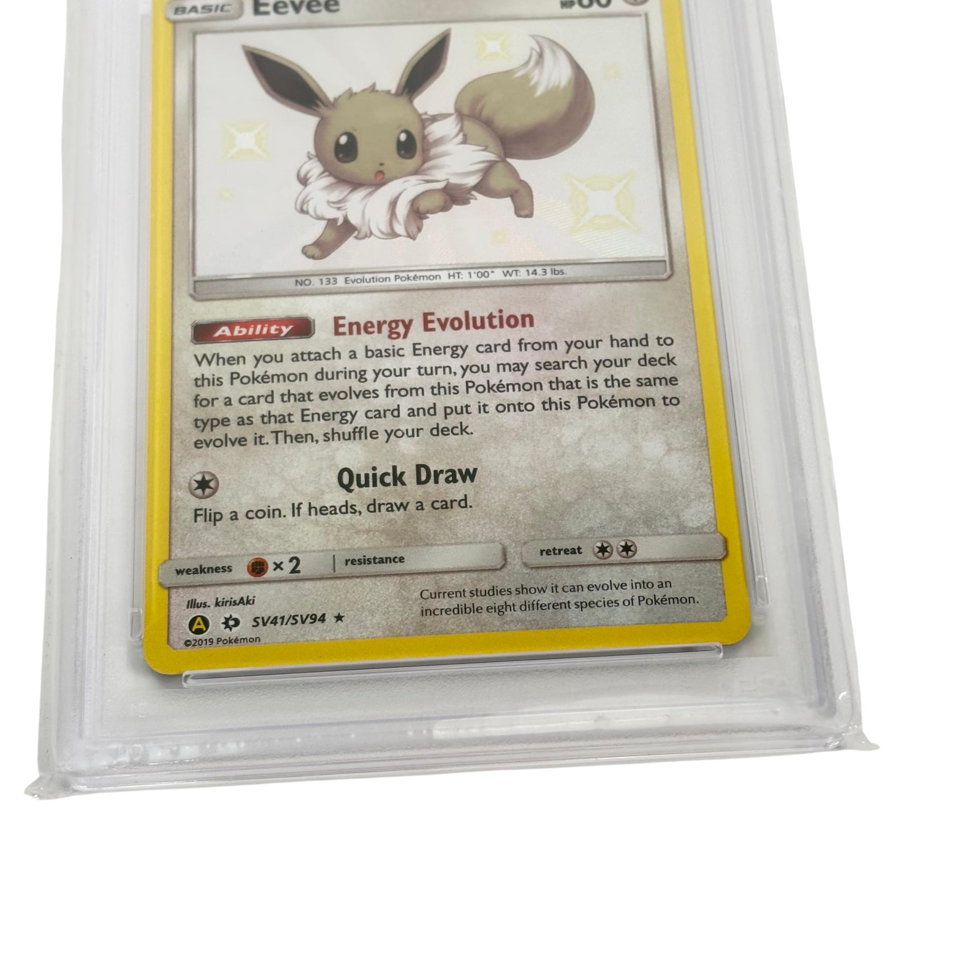 Eevee Holo #SV41/SV94 PSA 10 GEM MT 2019 Pokmon Sun & Moon Hidden Fates  Card