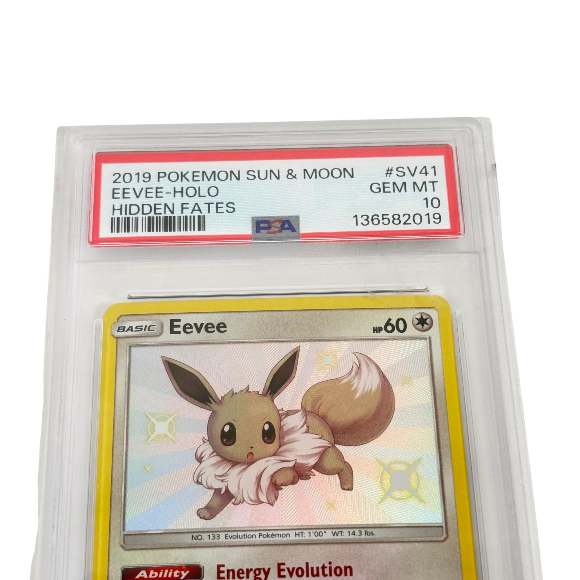 Eevee Holo #SV41/SV94 PSA 10 GEM MT 2019 Pokmon Sun & Moon Hidden Fates Card Eevee Holo #SV41/SV94 PSA 10 GEM MT 2019 Pokmon Sun & Moon Hidden Fates Card