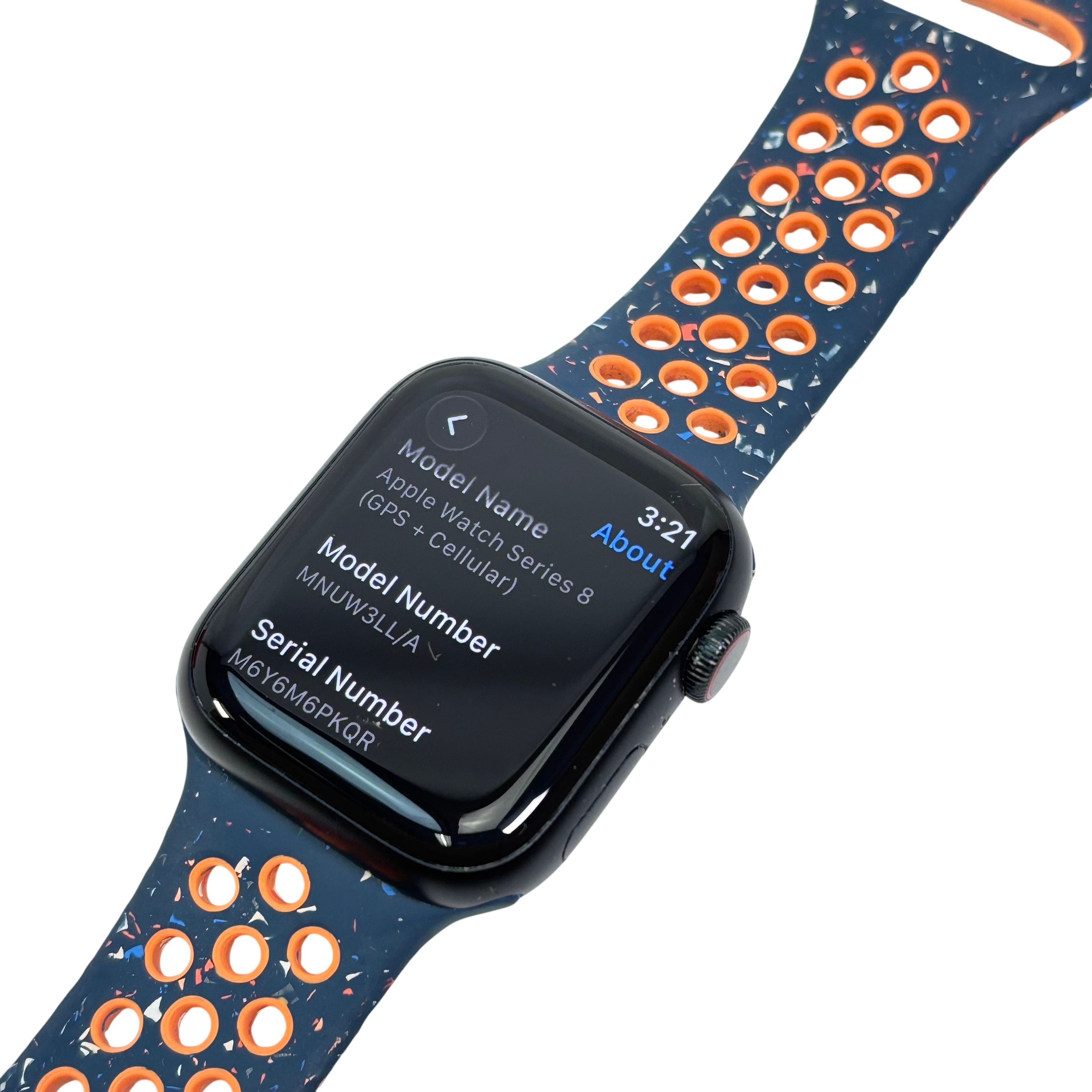 Apple Watch Series 8 MNUW3LL/A GPS Cellular 41mm Smartwatch - Midnight