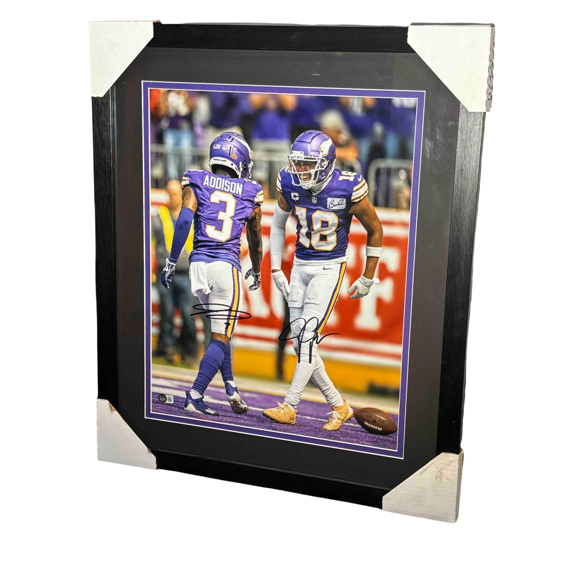 Jordan Addison/Justin Jefferson Auto Beckett 26x22 Framed Photo