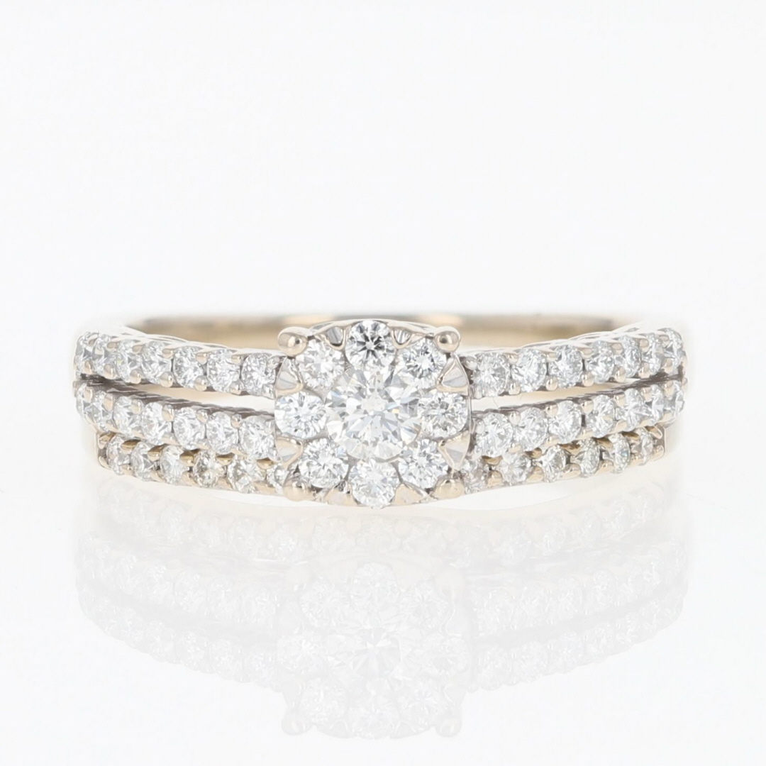 14k White Gold Diamond Round Halo Cluster Engagement Ring 14k White Gold Diamond Round Halo Cluster Engagement Ring
