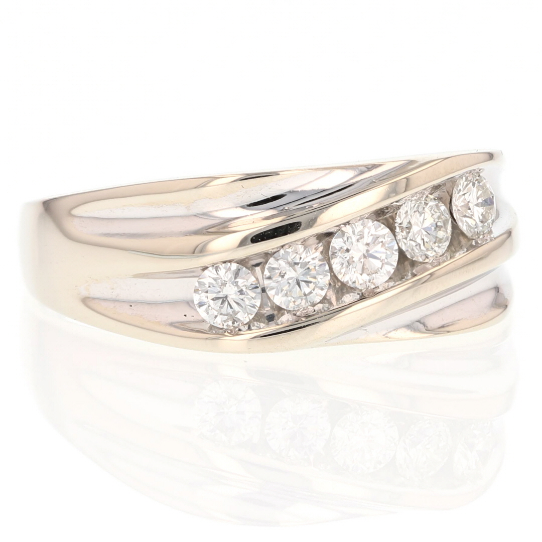 .98ctw Round Diamond Diagonal Set Wedding Band Ring 14k White Gold Size ...