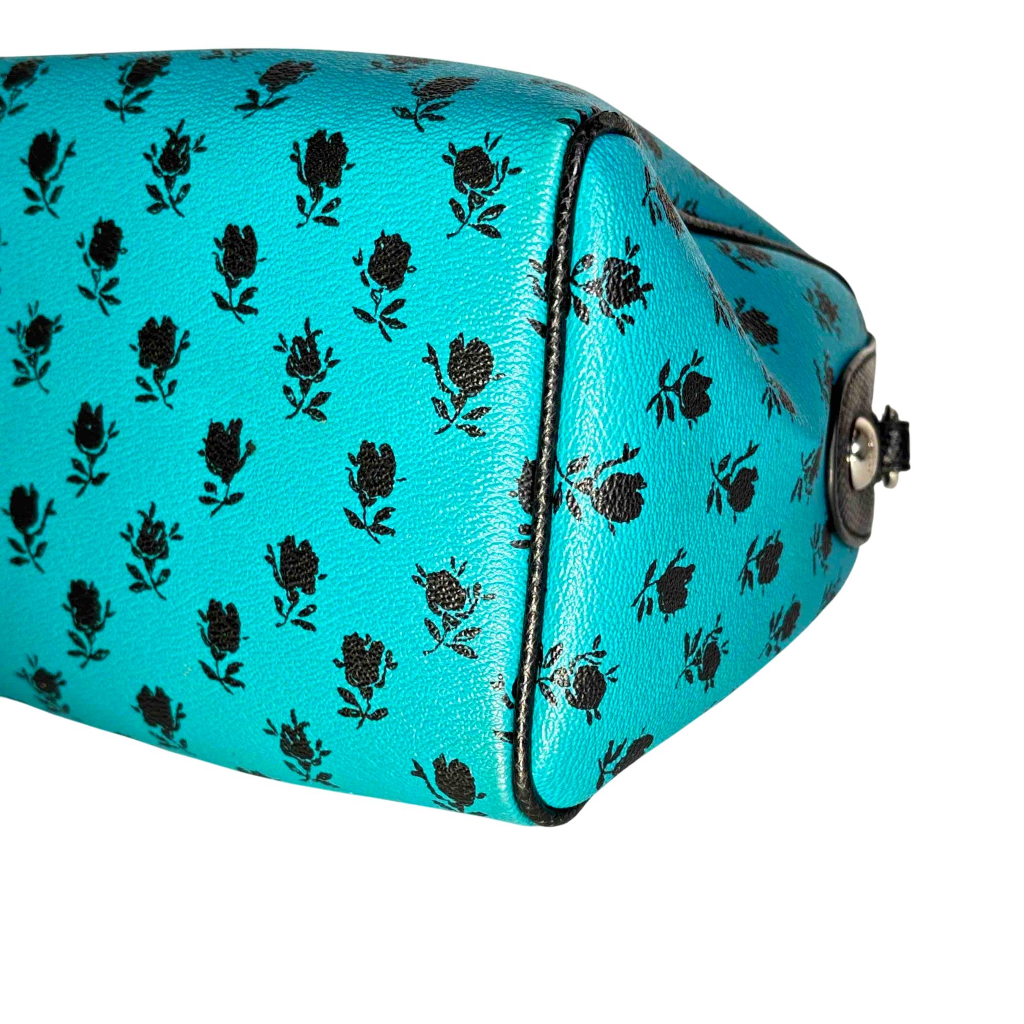 Coach Bag (Teal/Black/White) Coach F38160 Floral Print Turquoise Blue/Black Handbag main image 4