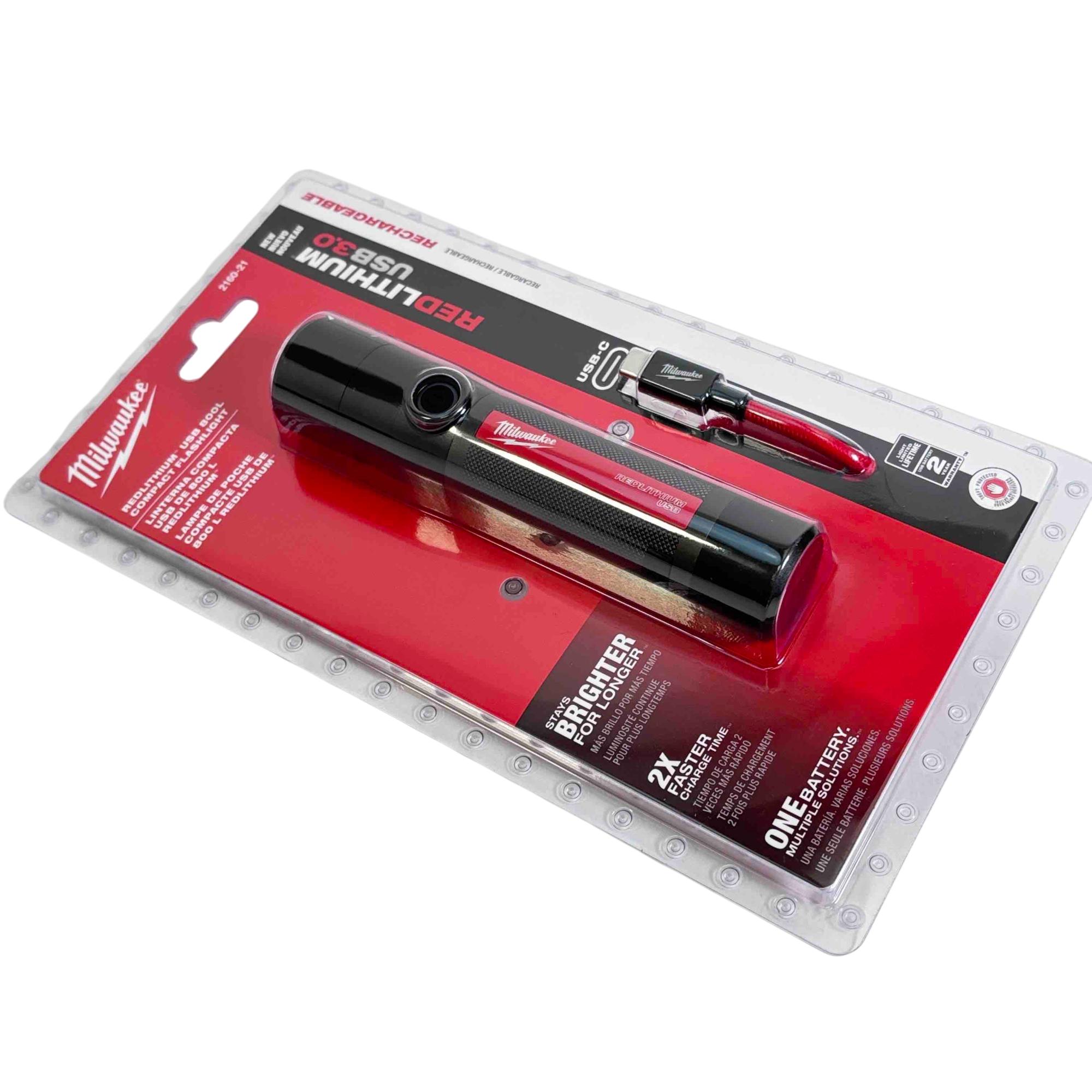 Milwaukee 2160-21 REDLITHIUM USB Rechargeable 800L Compact Flashlight - 5630 Milwaukee 2160-21 REDLITHIUM USB Rechargeable 800L Compact Flashlight - 5630