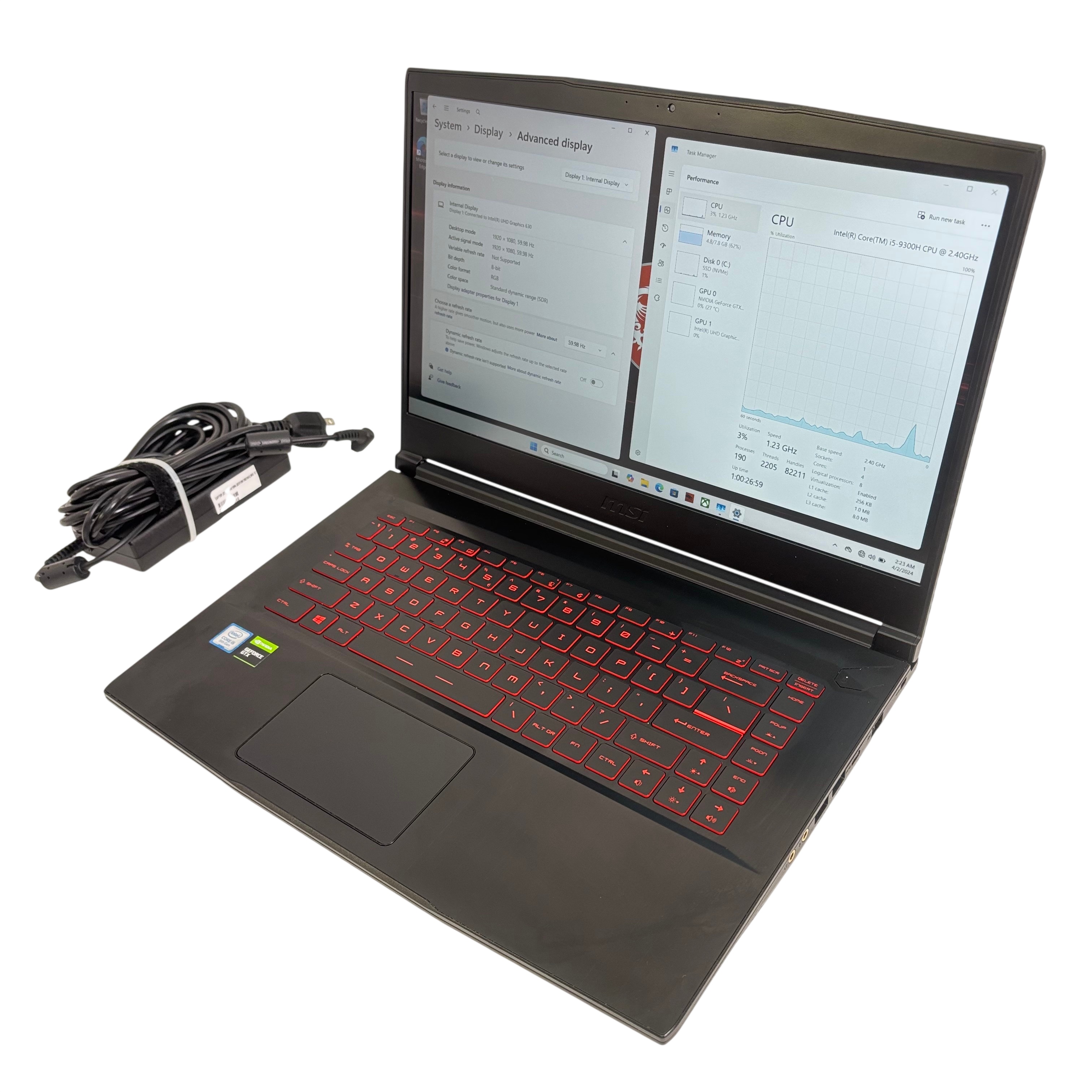 MSI GF63 Thin 9SCXR Intel Core i5-9300H 2.4GHz GTX 1650 8GB RAM 