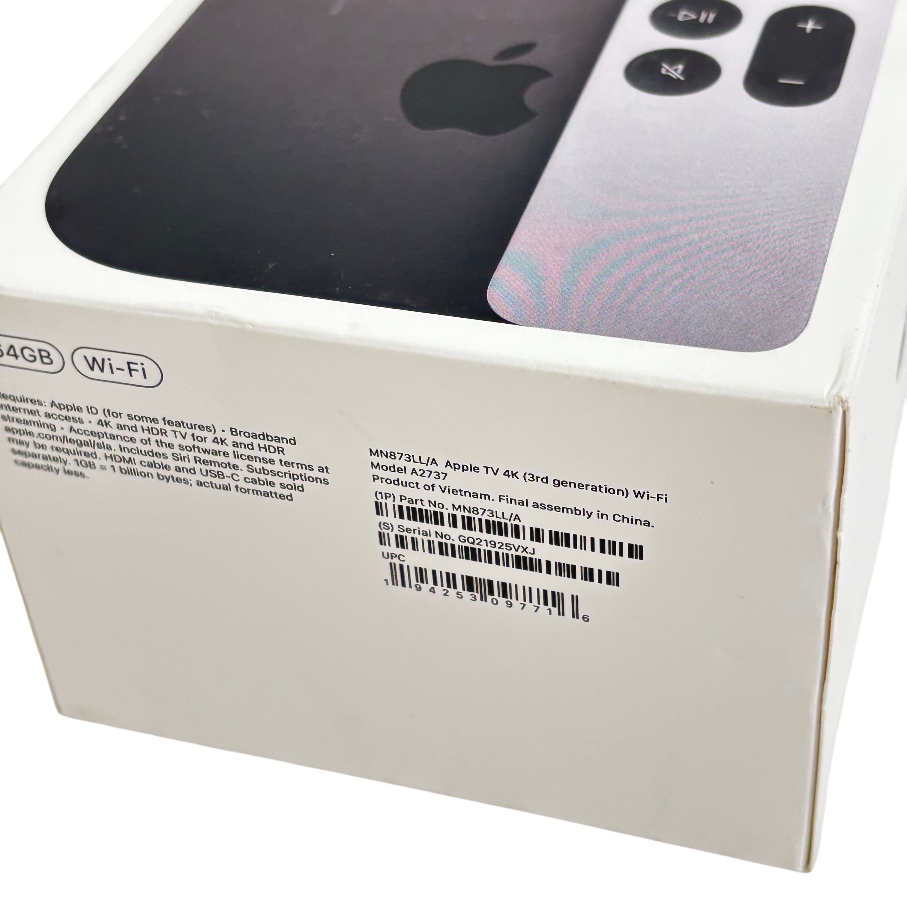 Apple TV 4K 3rd Generation MN873LL/A 64GB Streaming Media Player