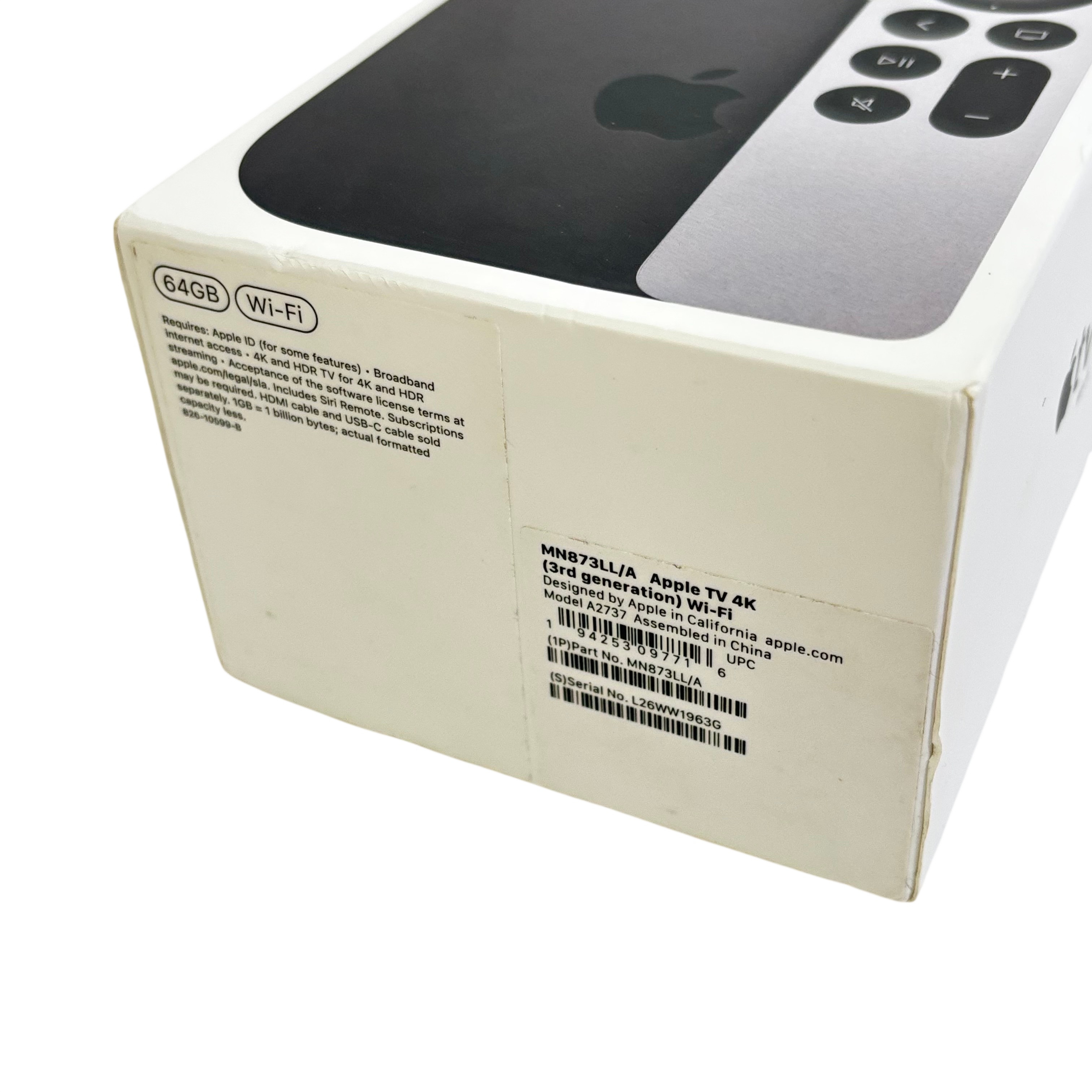 Apple TV 4K 3rd Gen MN873LL/A 64GB 4K HDR Streaming Wi-Fi Media Player
