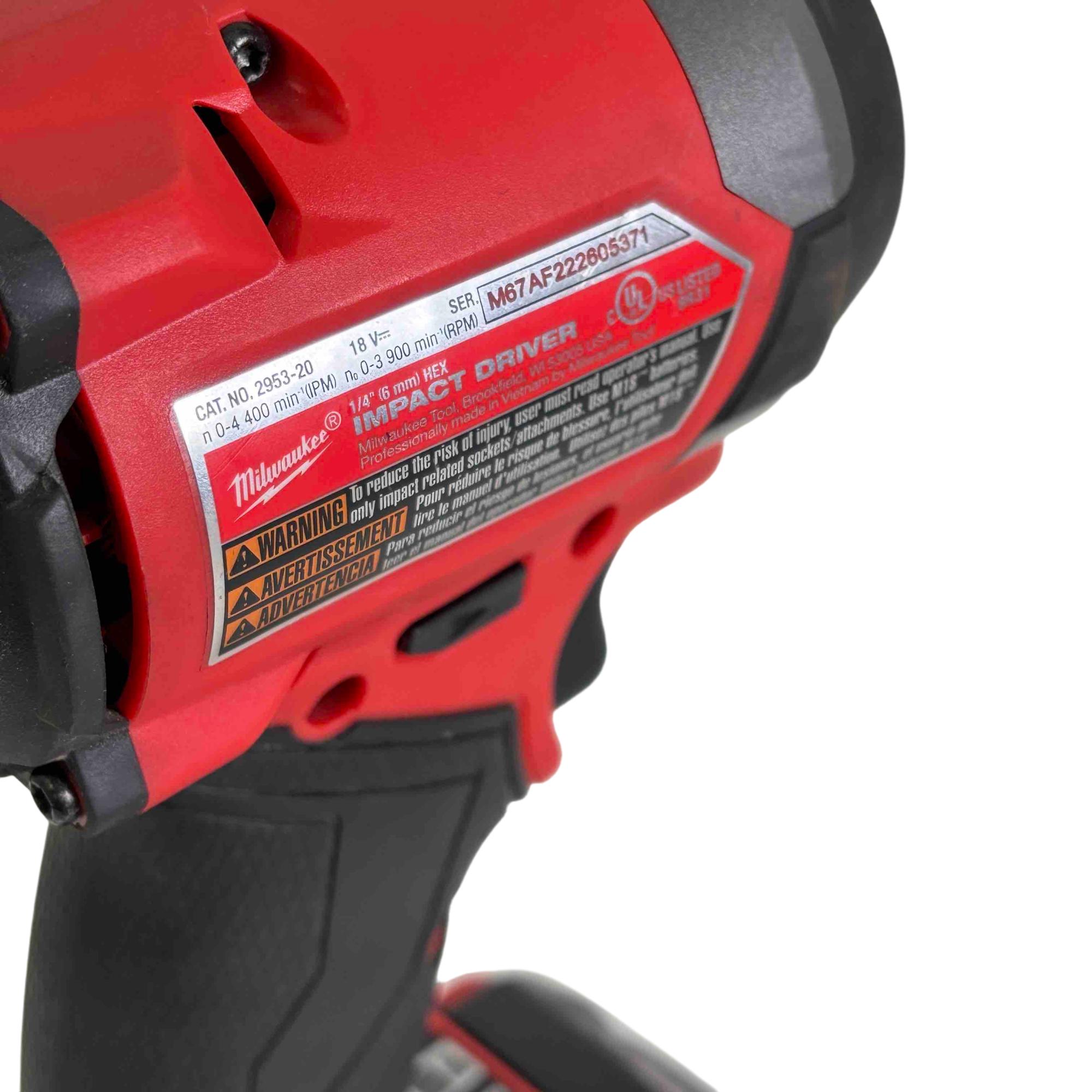Milwaukee M18 FUEL 2953-20 Brushless Cordless 1/4'' Drive Hex Impact Driver