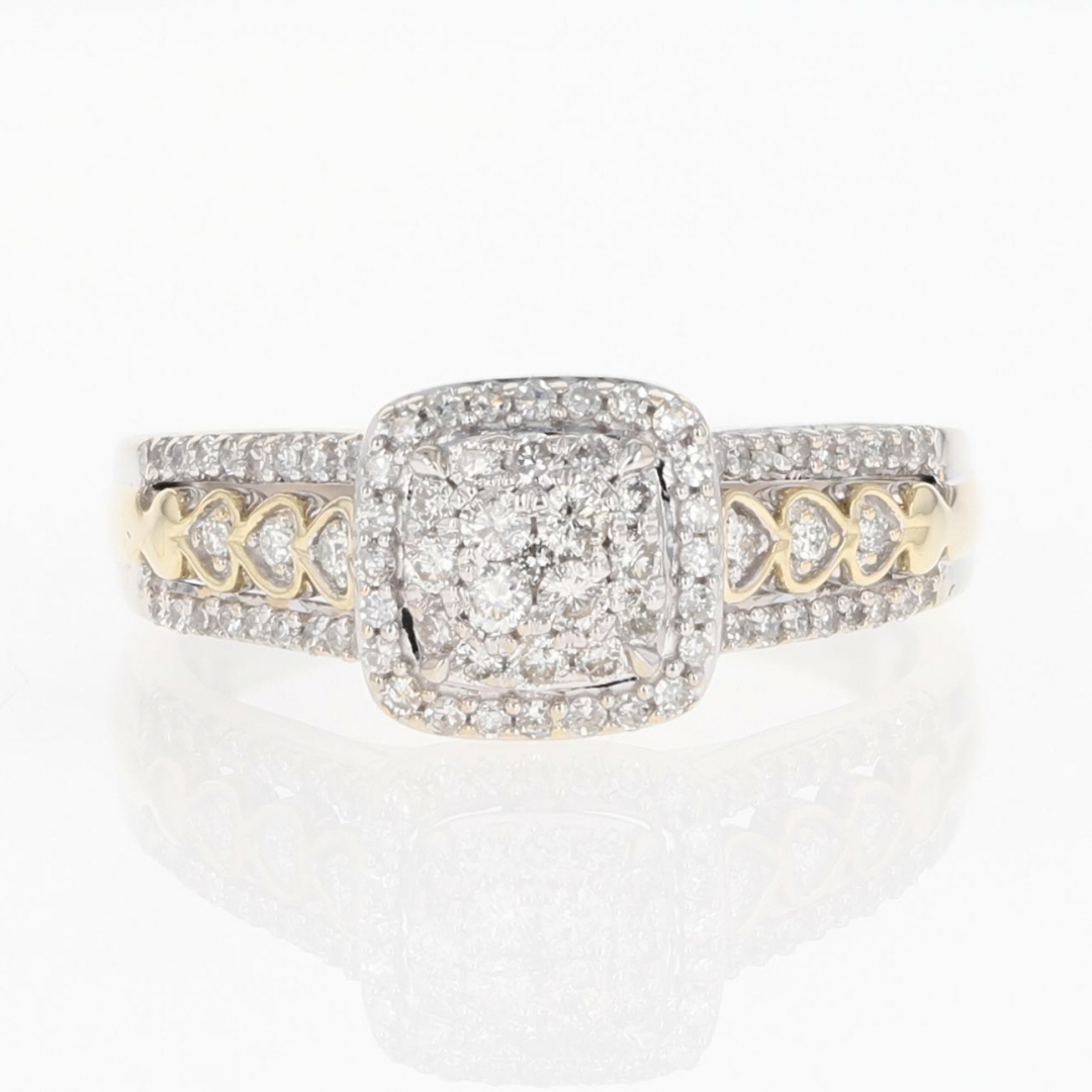 10K White Gold Multi-Stone Diamond Round w/ Square Halo Engagement Ring 10K White Gold Multi-Stone Diamond Round w/ Square Halo Engagement Ring