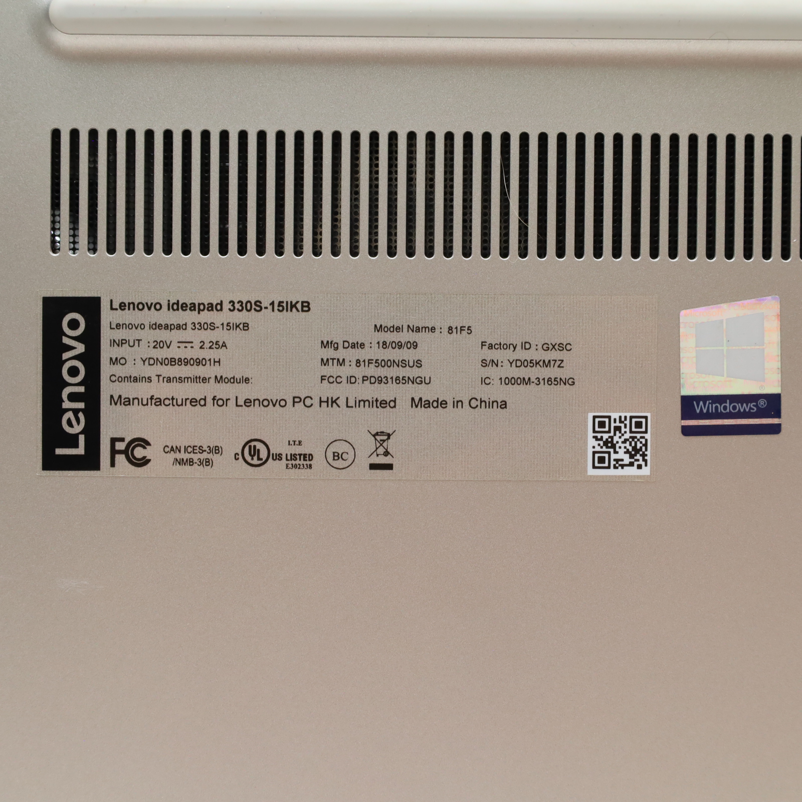 Lenovo IdeaPad 330S-15IKB Intel Core i5-8250U 1.6GHz 20GB RAM 1TB