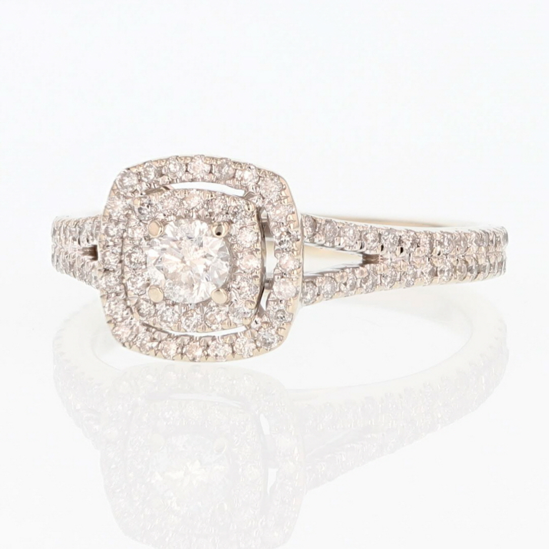 .61ctw Round Cut Diamond Double Halo Engagement Ring 14k White Gold Size 7