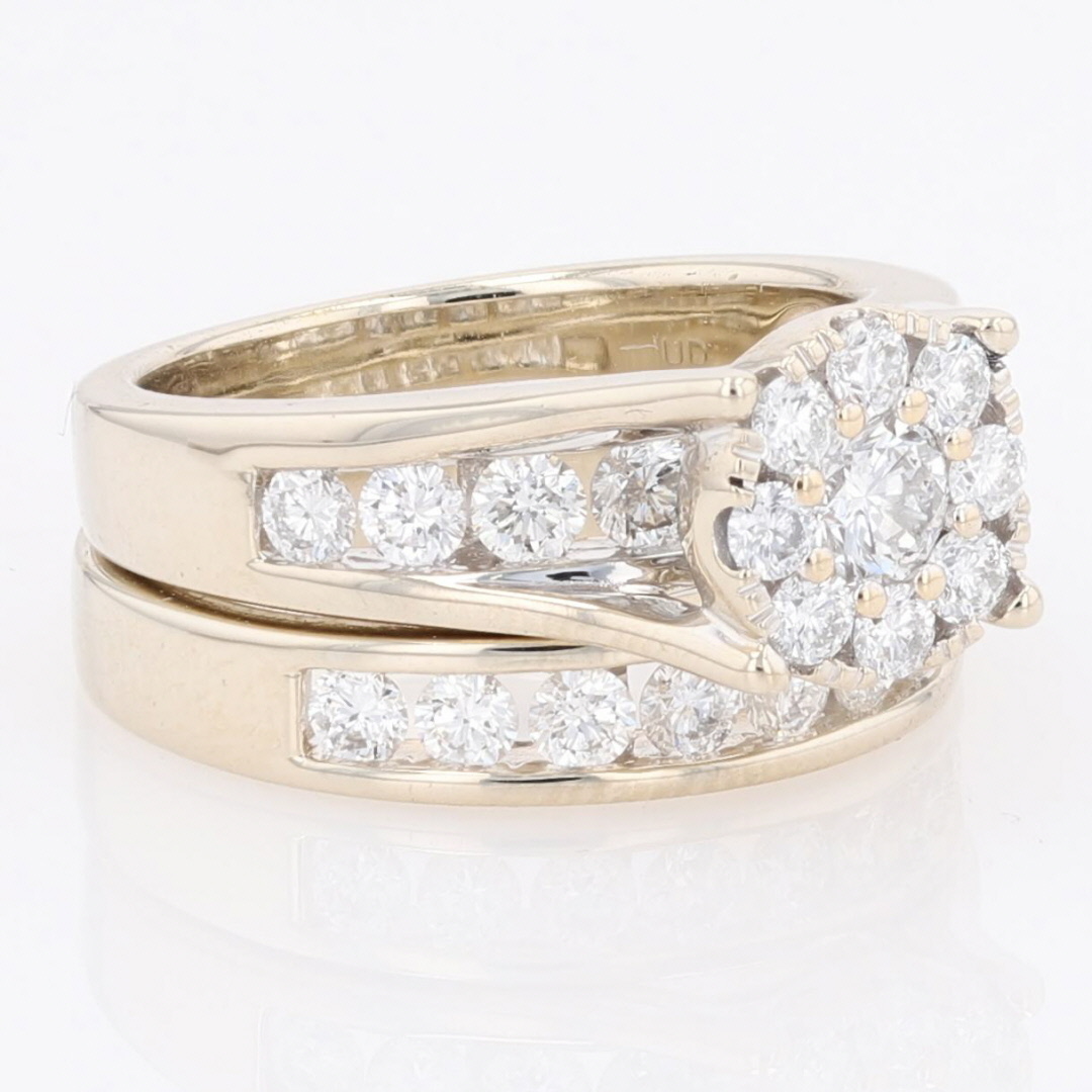 2.07ctw Round Cut Diamond Cluster Wedding Set Rings 14k White Gold Size 7