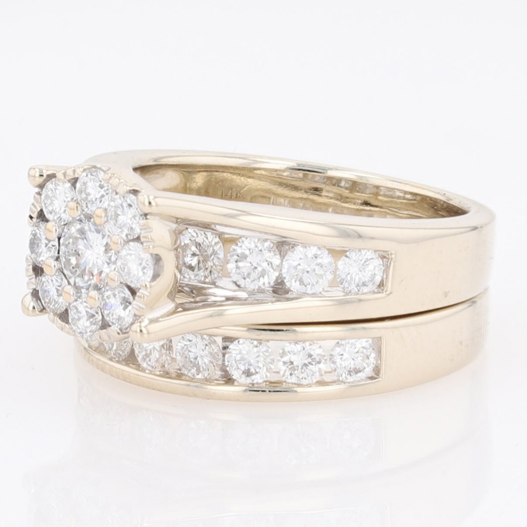 2.07ctw Round Cut Diamond Cluster Wedding Set Rings 14k White Gold Size 7