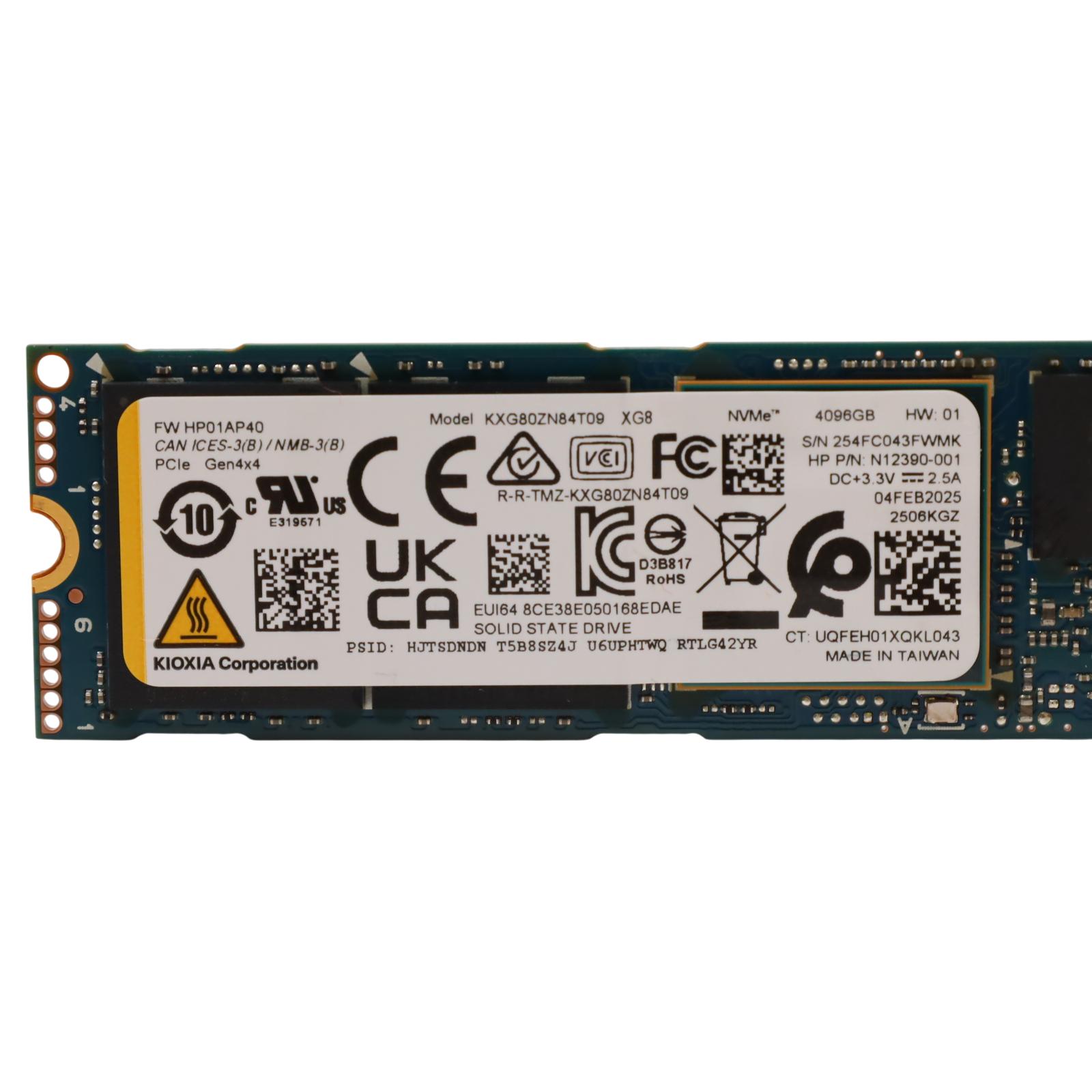 KIOXIA XG8 KXG80ZN84T09 4TB M.2 2280 PCIe 4x4 NVMe Internal SSD (9593)