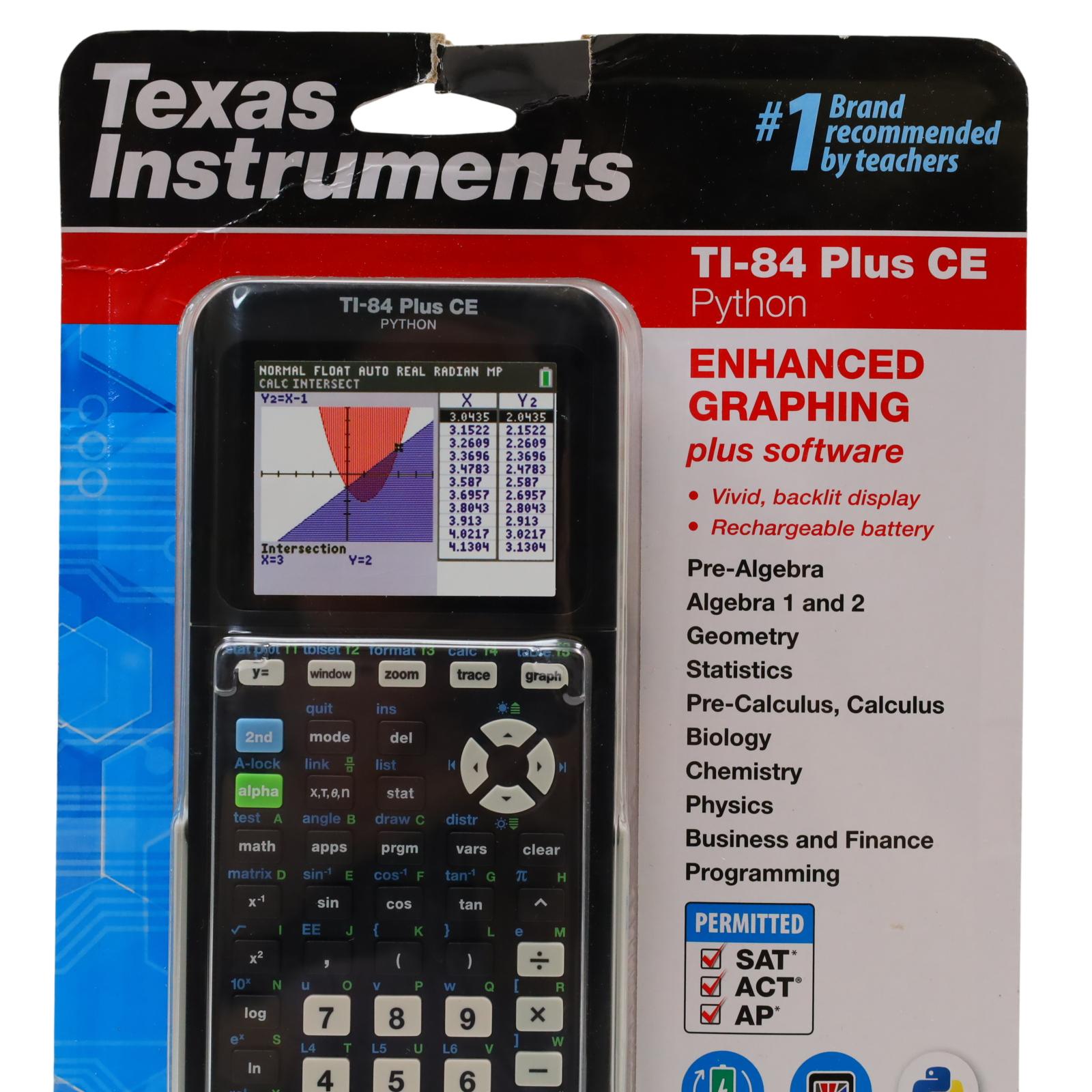 Texas Instruments TI-84 Plus CE Graphing Calculator Black With Cover Tested