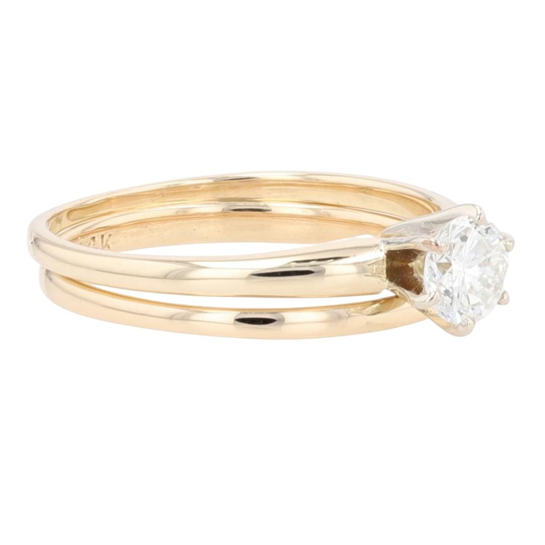 .42ct Round Cut Diamond Solitaire Wedding Set Rings 14k Yellow Gold Size 7