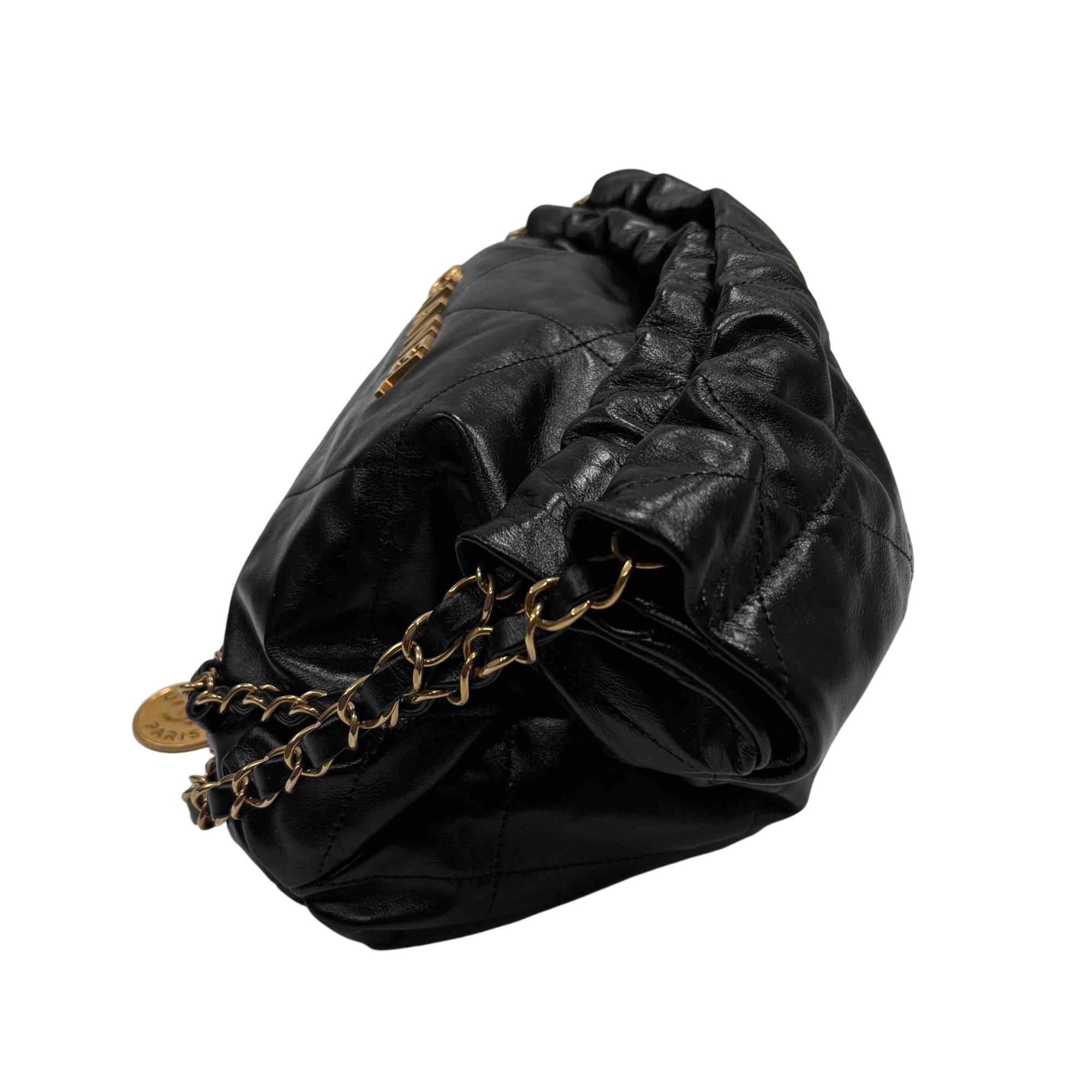 Chanel 22 Leather Handbag - Shiny Black Calfskin / Gold-Tone Chanel 22 Leather Handbag - Shiny Black Calfskin / Gold-Tone