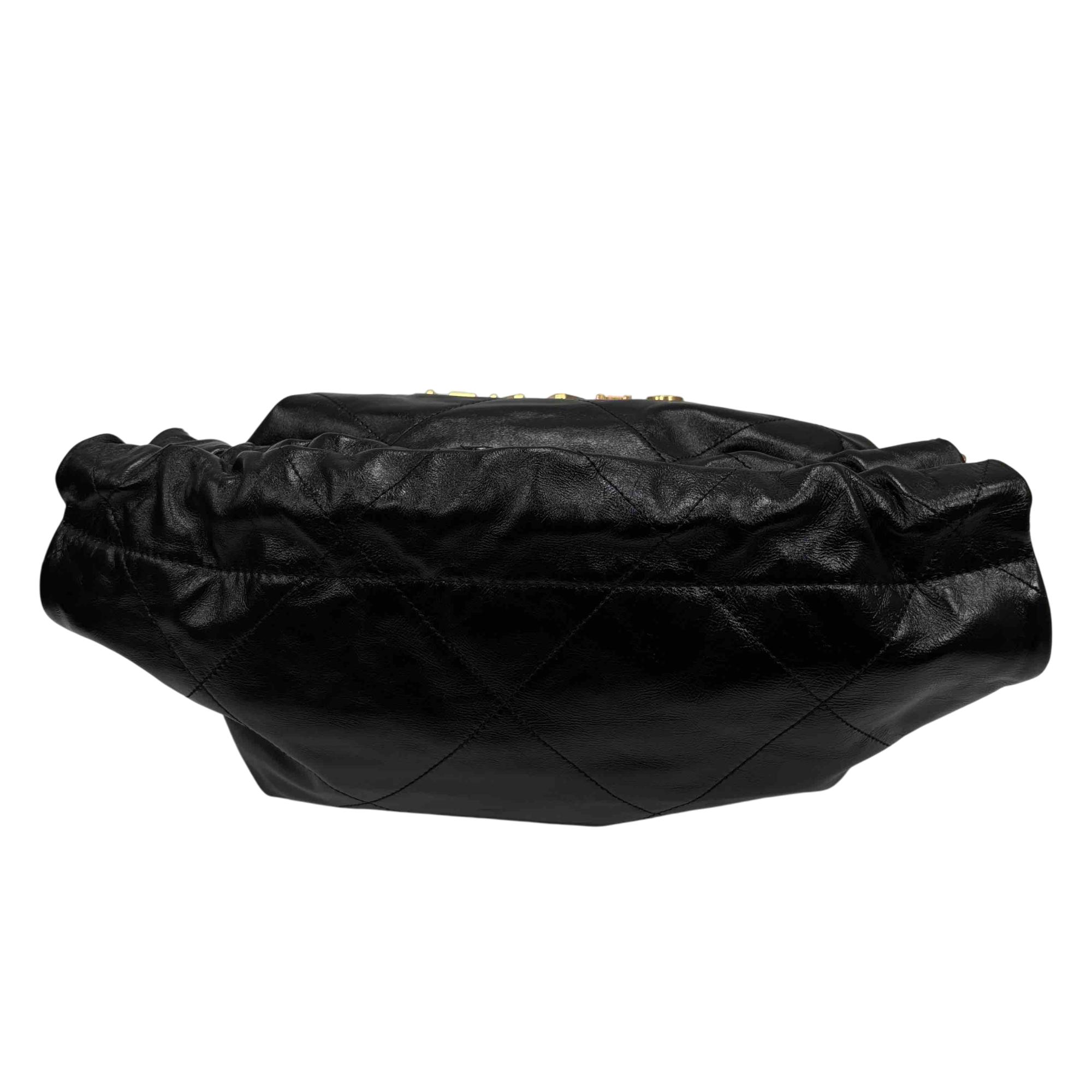 Chanel 22 Leather Handbag - Shiny Black Calfskin / Gold-Tone Chanel 22 Leather Handbag - Shiny Black Calfskin / Gold-Tone