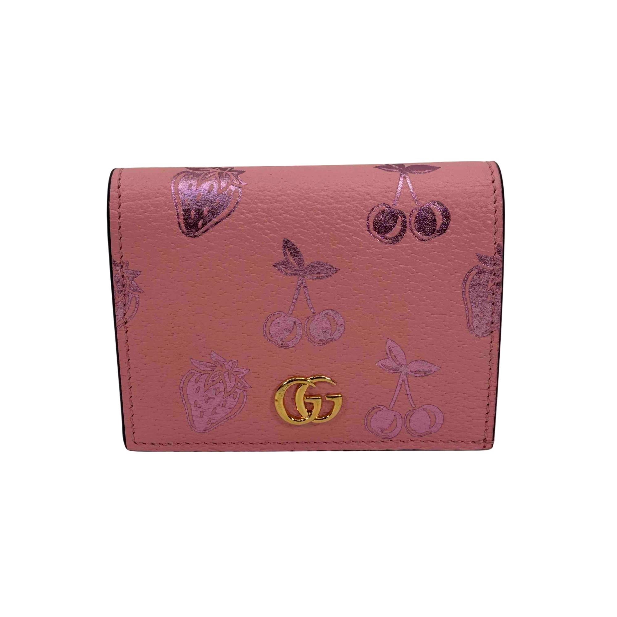 Butterfly Card Case Gucci Marmont Butterfly Pink Leather Gucci