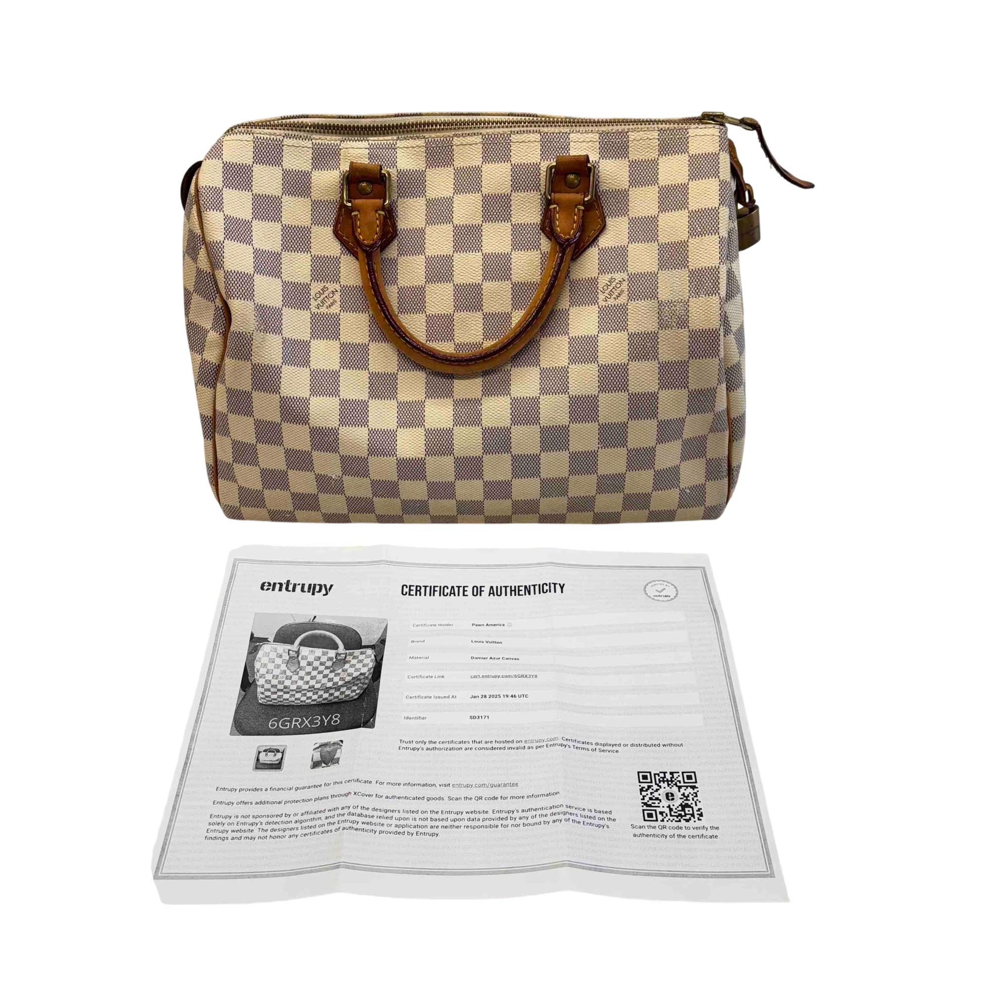Louis Vuitton Tasche Speedy 30 Damier Azur Louis Vuitton Speedy 30 Damier Azur Canvas Handbag