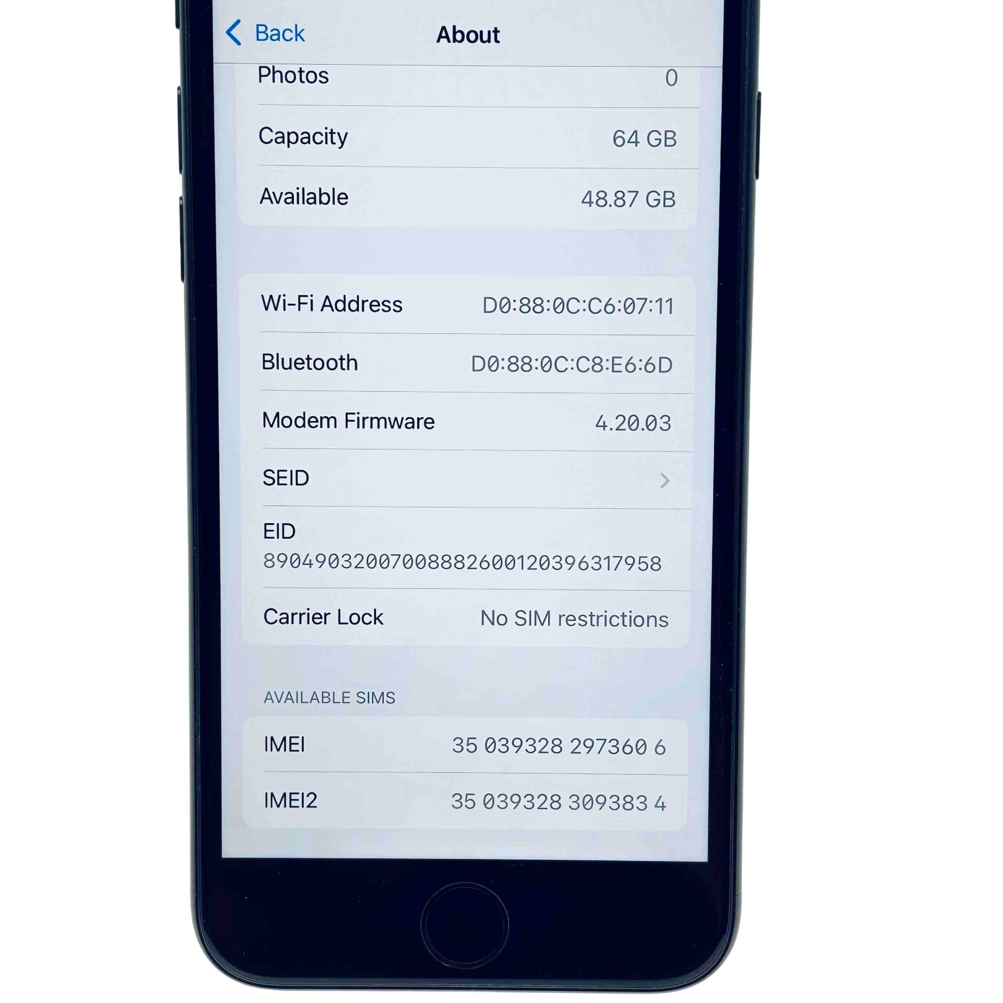 Apple iPhone SE 3rd Generation MMX53LL/A Midnight 64GB Unlocked