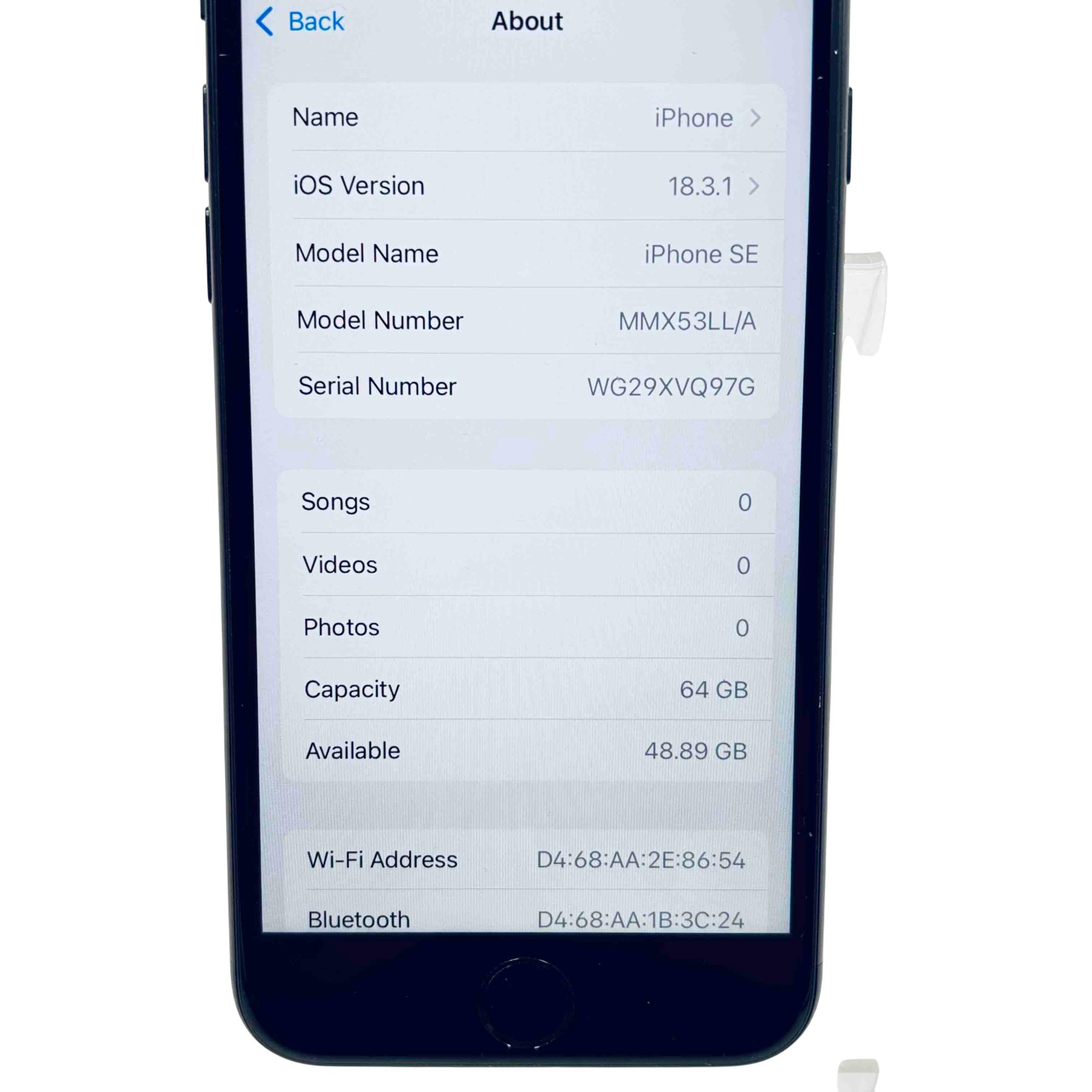 Apple iPhone SE 3rd Generation MMX53LL/A Midnight 64GB Unlocked
