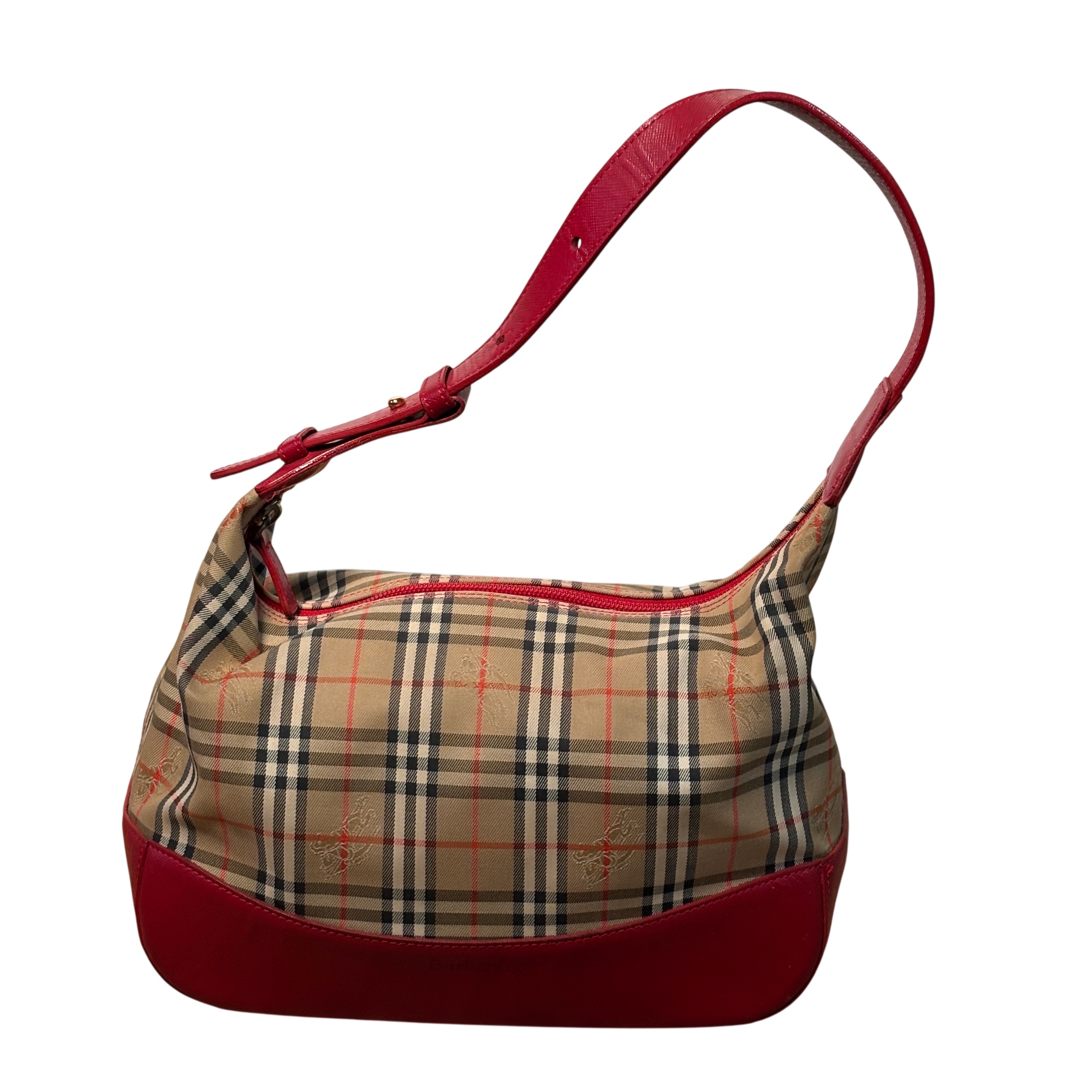Burberry Nova Check Beige & Red Hobo Shoulder Bag 10