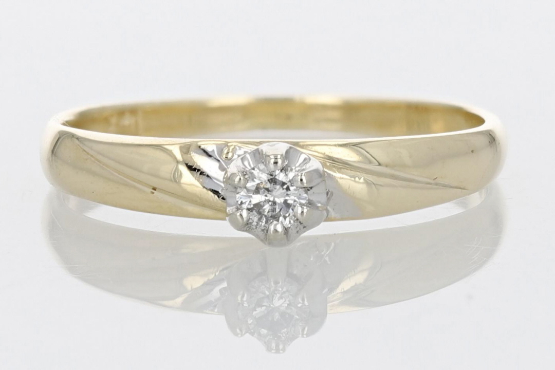 08ct Round Cut Diamond Solitaire Promise Ring 14k Multi-Tone Gold