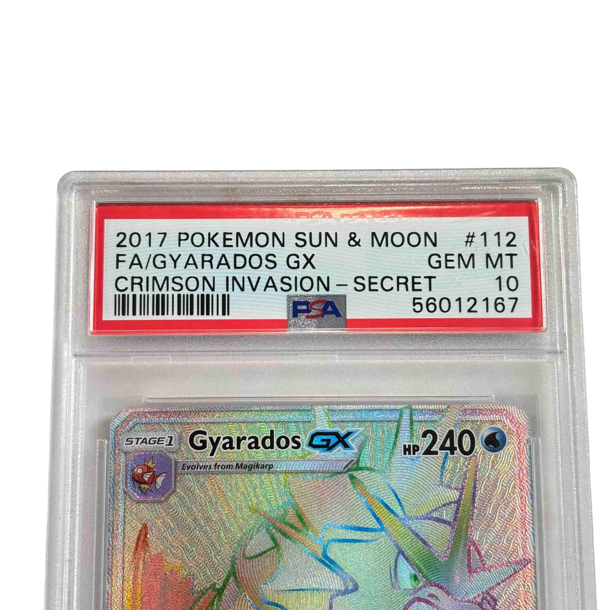 2017 Pokmon Sun & Moon Gyarados GX #112 Crimson Invasion Secret Rare PSA 10 2017 Pokmon Sun & Moon Gyarados GX #112 Crimson Invasion Secret Rare PSA 10