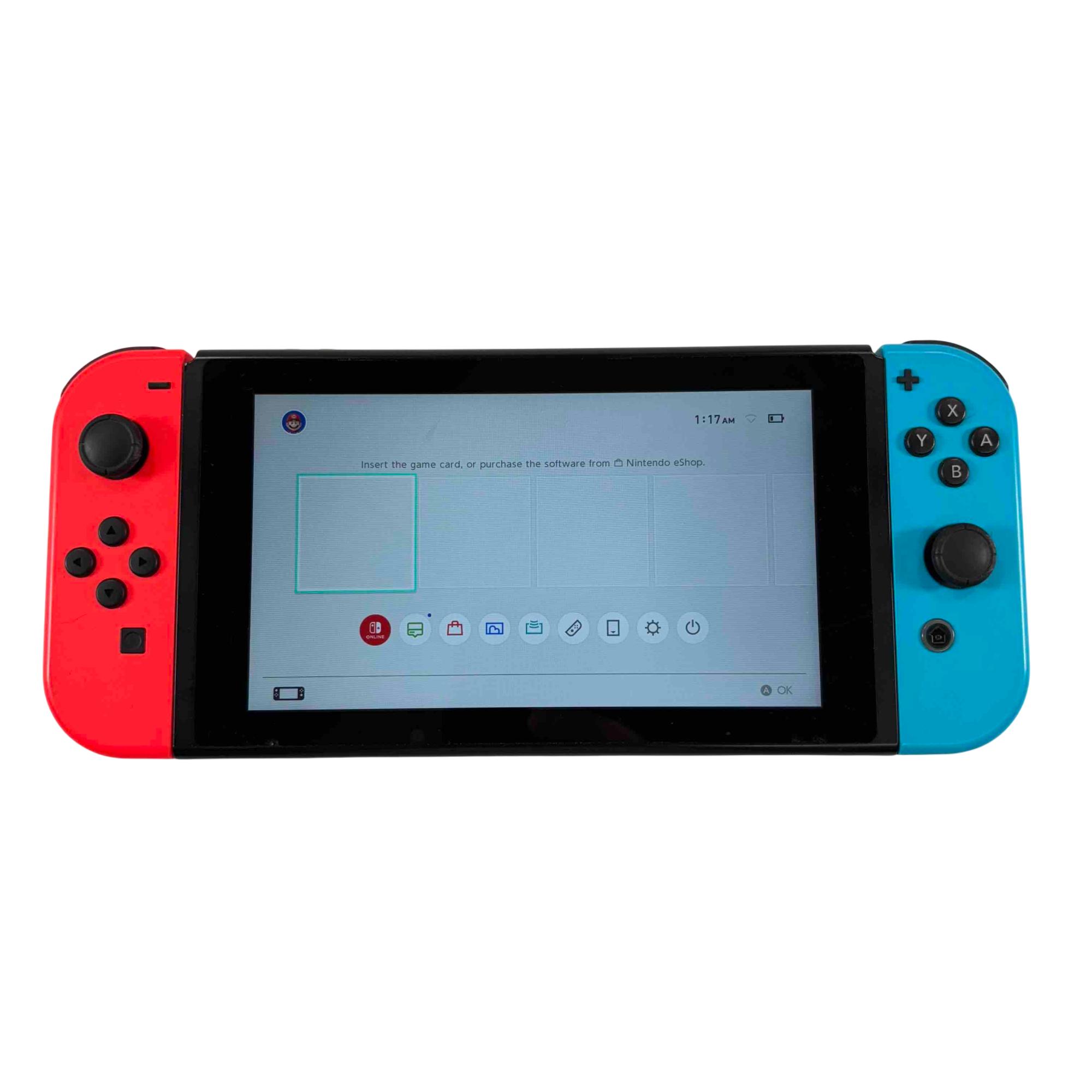 Nintendo Switch with Neon Blue and Neon Red Joy‑Con