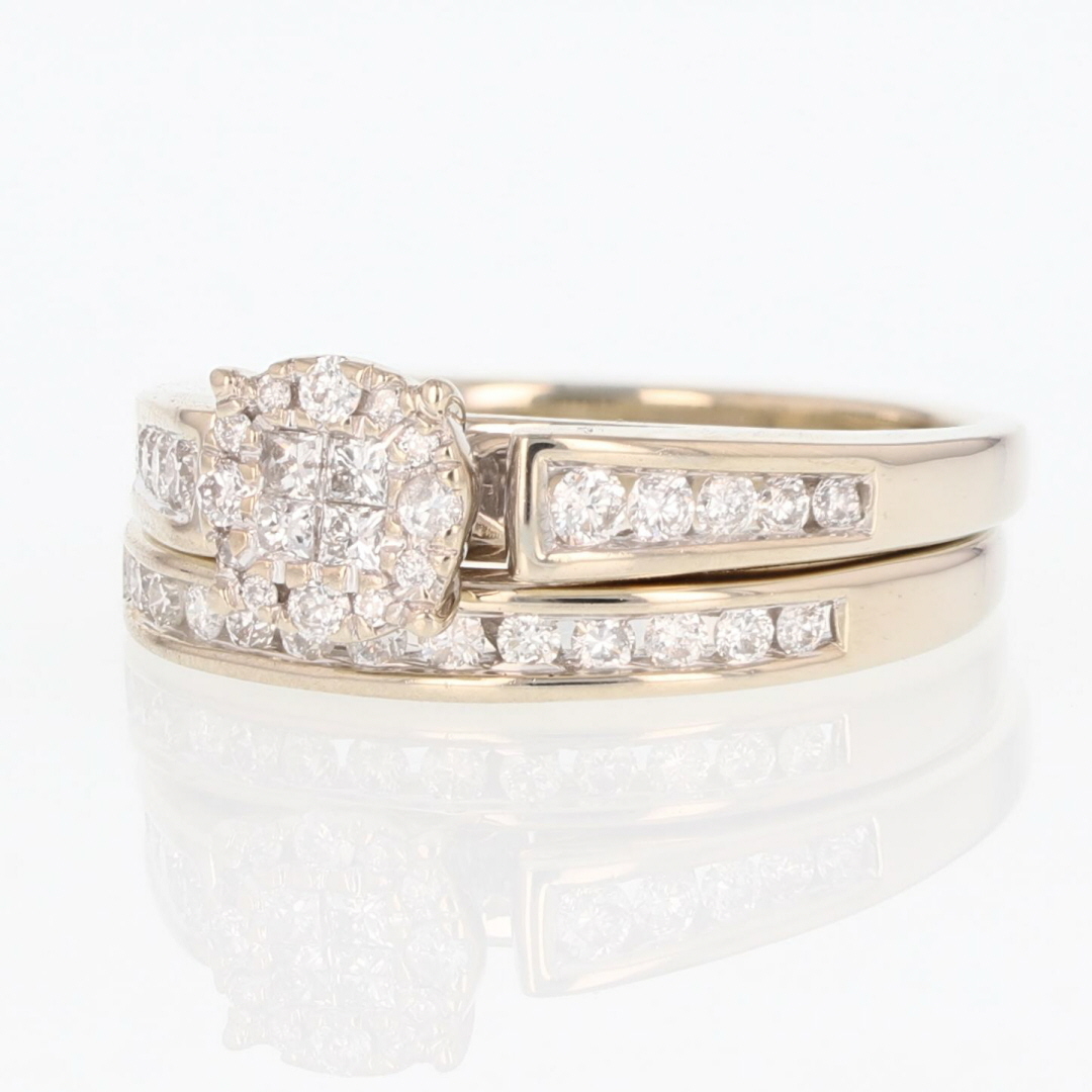 .53ctw Diamond Cluster with Accents Wedding Set Rings 14k White Gold Size 7