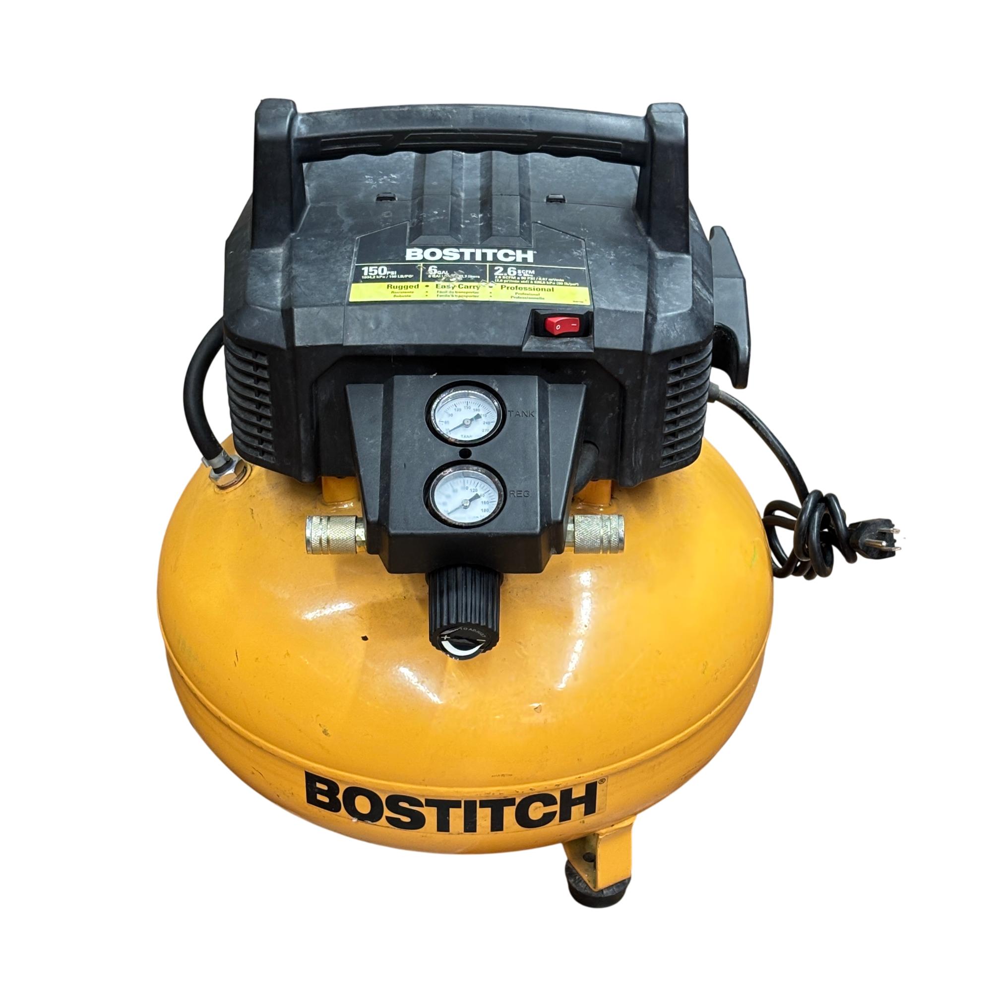 BOSTITCH BTFP02012 Pancake Oil-Free 6-Gallon 150 PSI Air Compressor ...