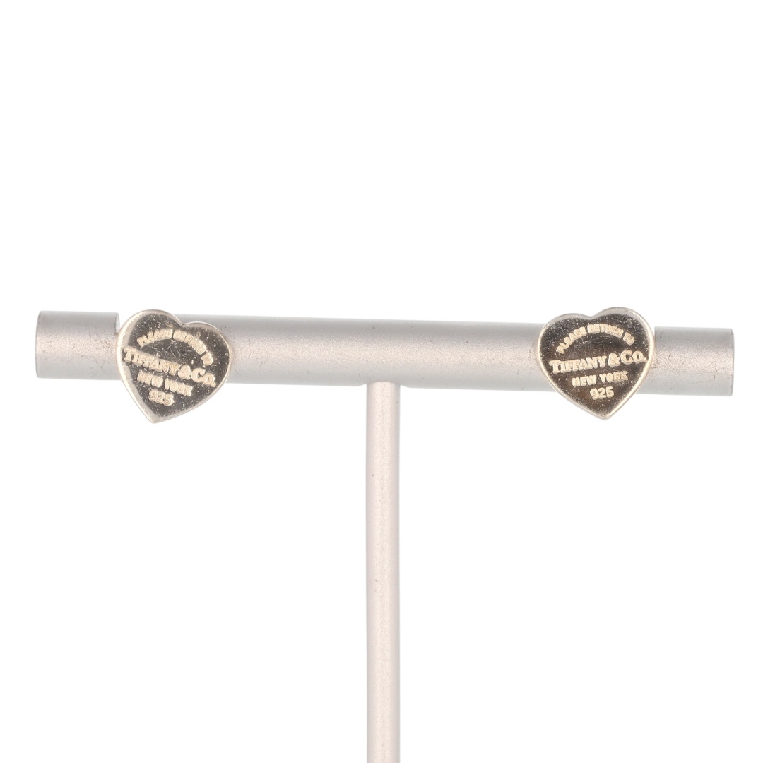 Return to Tiffany Heart Tag Stud Pair Earrings Sterling Silver