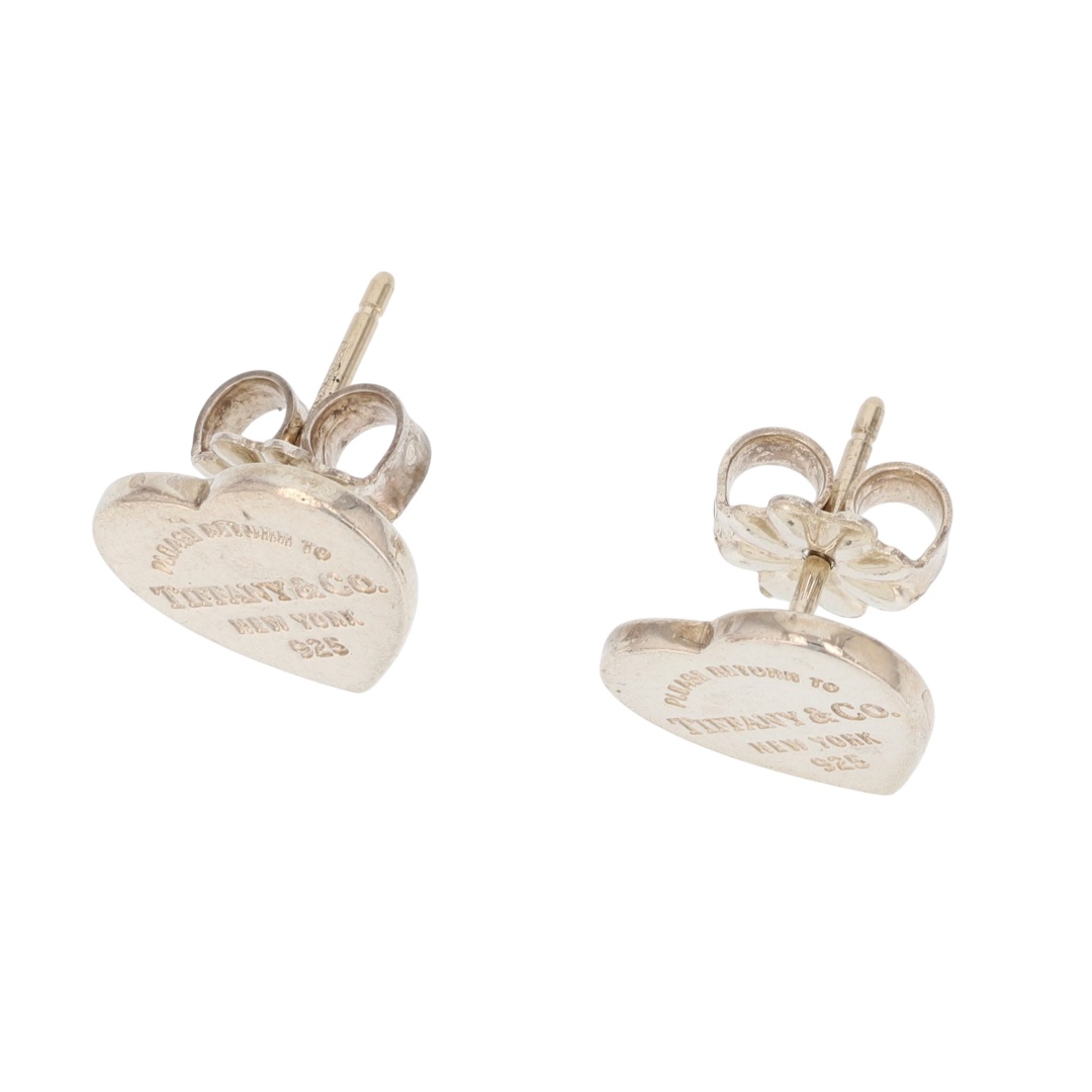 Return to Tiffany Heart Tag Stud Pair Earrings Sterling Silver