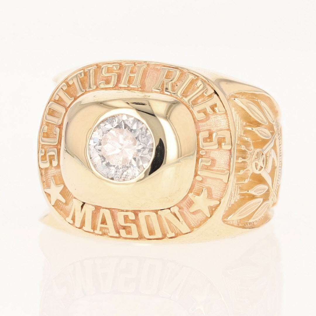 Scott Rite Rings .95ct Diamond Solitaire Scottish Rite Masonic Ring 10k Yellow Gold Size ...