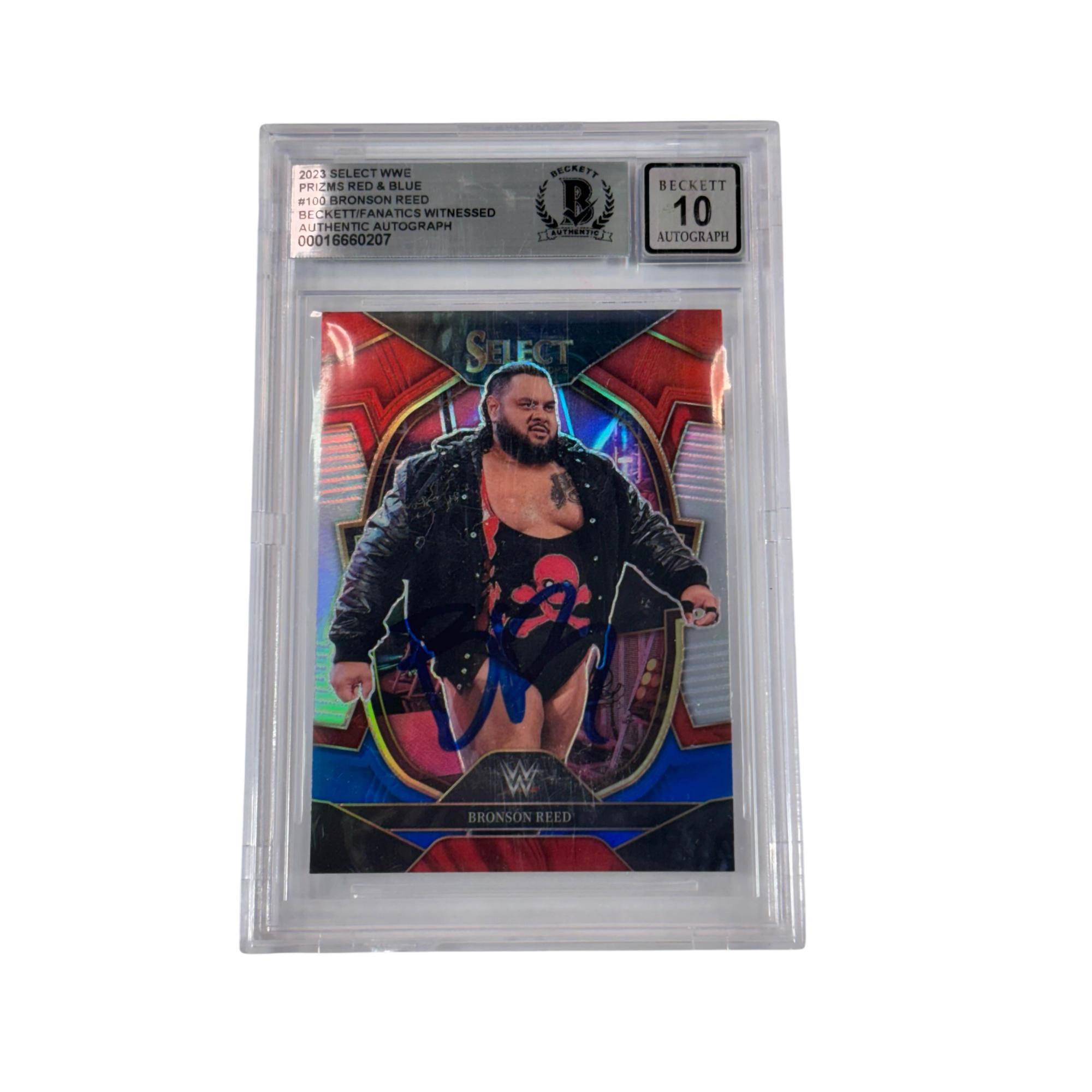 Bronson Reed [Red Blue] #100 2023 Panini Select WWE Beckett Signed ...