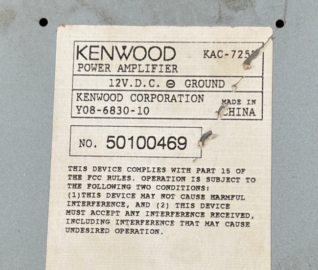 Kenwood KAC-7252 MOSFET 2-Channel 170-Watts RMS Car Audio Amplifier