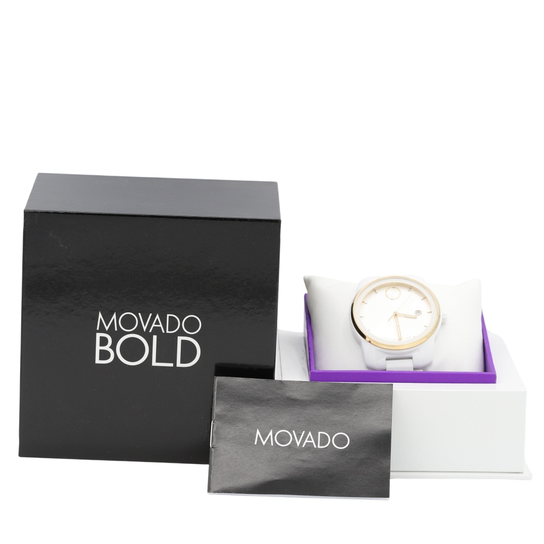 Movado Bold Verso White Dial Ceramic & Stainless Steel Quartz