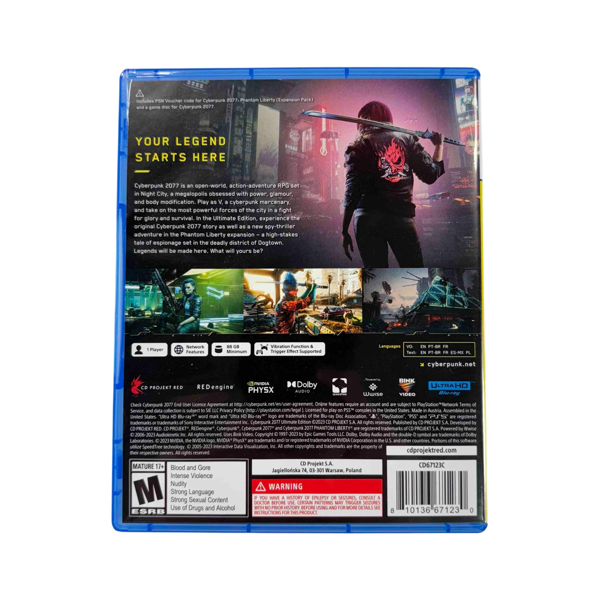 Cyberpunk 2077: Ultimate Edition Video Game for the Sony PlayStation