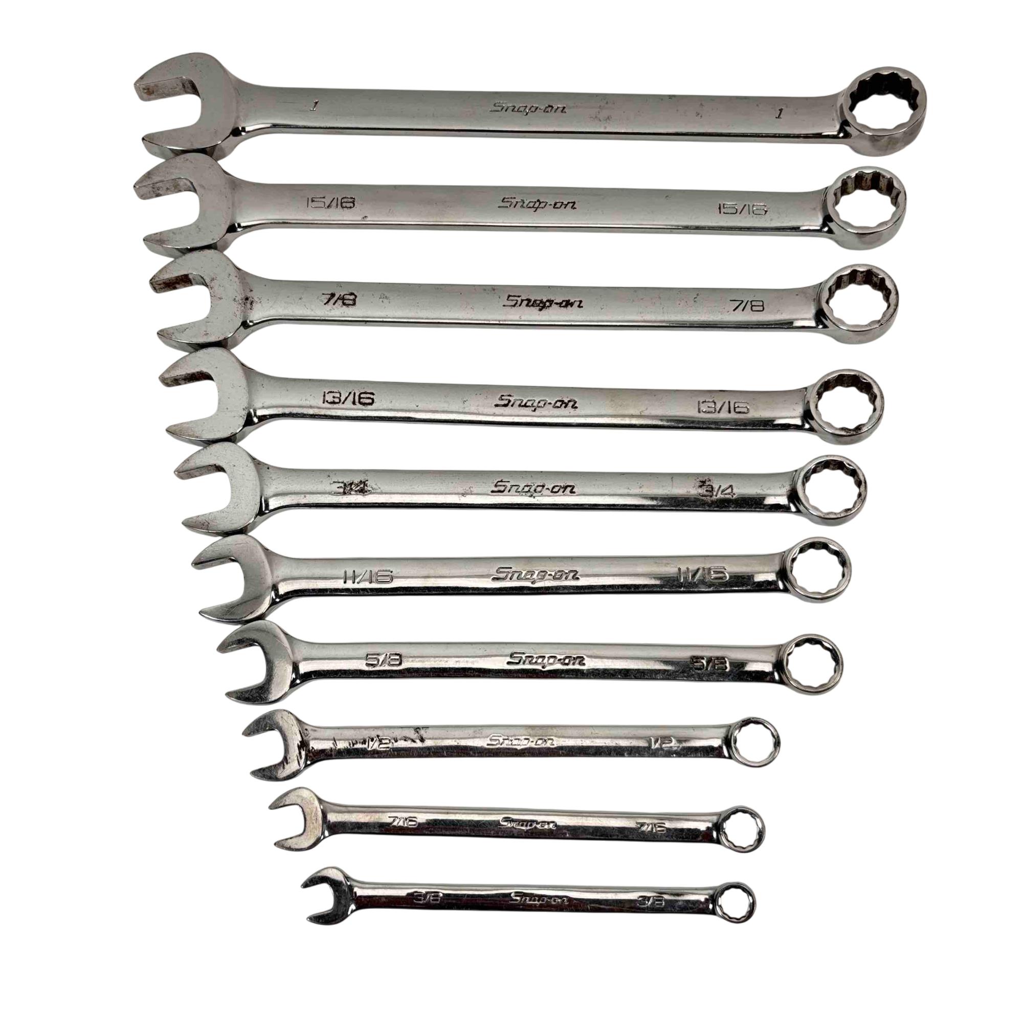 Snap On OEX710 10 pc 12-Point SAE Flank Drive Combination Wrench Set