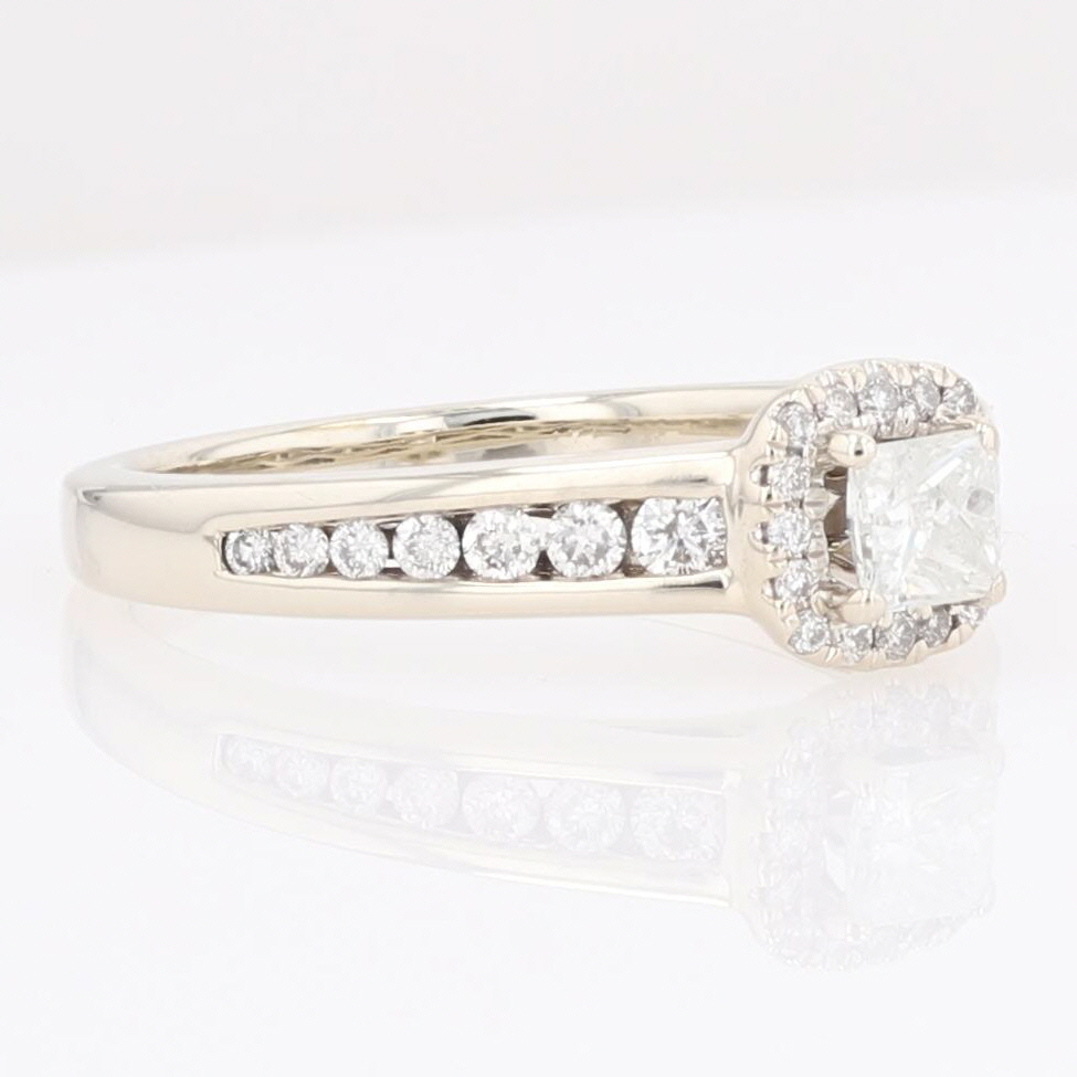 .61ctw Princess Cut Diamond Halo Engagement Ring 14k White Gold Size 6.75